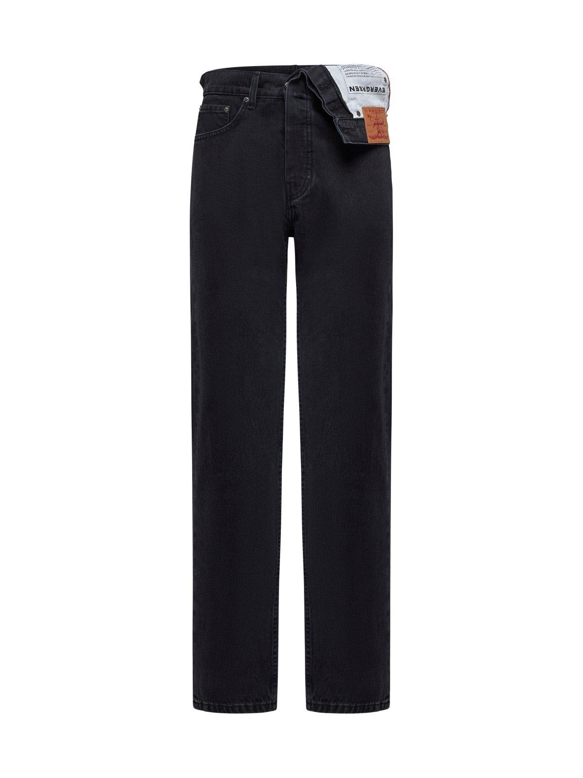 Asymmetric-waist Straight Leg Jeans