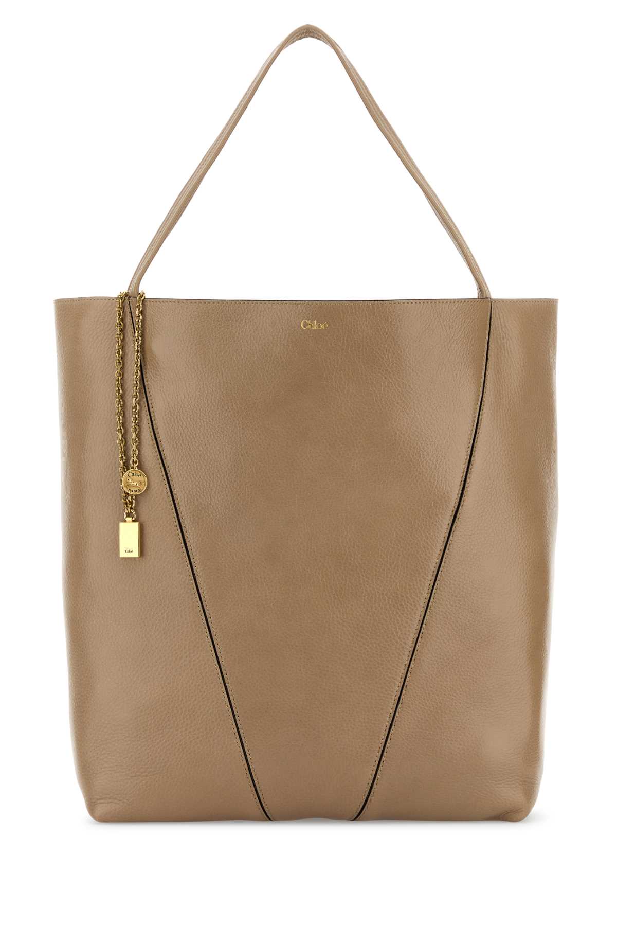 Chloé Sand Leather Large Spin Shopping Bag - Tote Bags