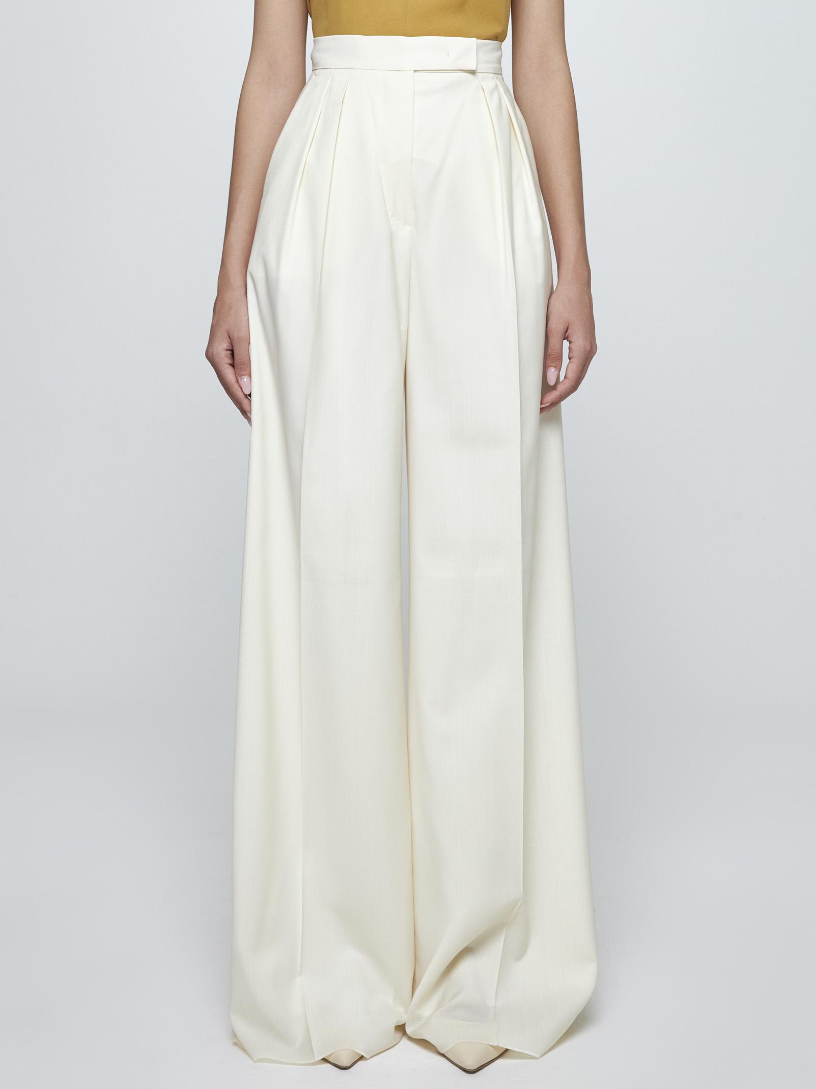 Shop Max Mara Piombo Wool Trousers In White