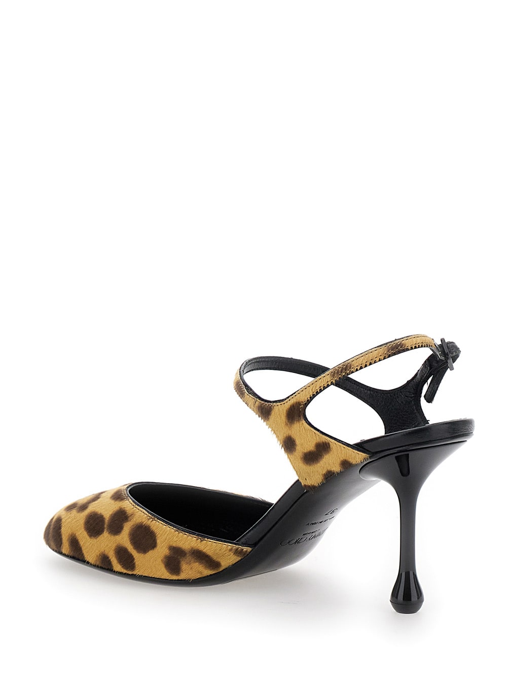 Jimmy Choo 'pixie' Brown Pumps With High Sculpted Heel And All-over Leopard Print In Natural