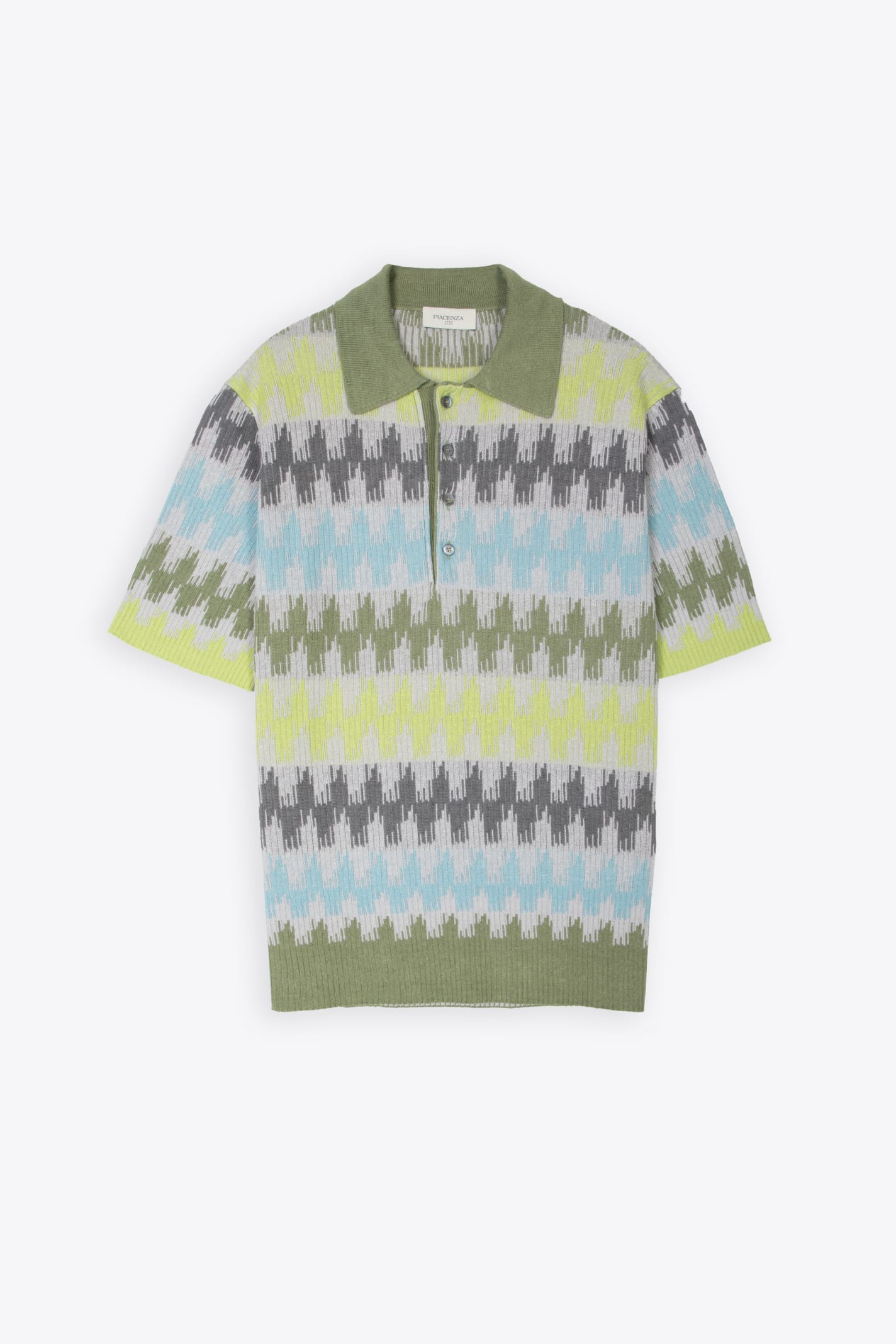 Shop Piacenza Cashmere Polo Manica Corta Multicolour Jacquard Knitted Polo Shirt In Multicolor
