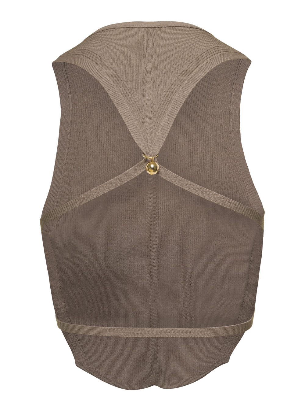Shop Philosophy Di Lorenzo Serafini Beige Knit Top With Charm And Open Back In Viscose Woman In Green