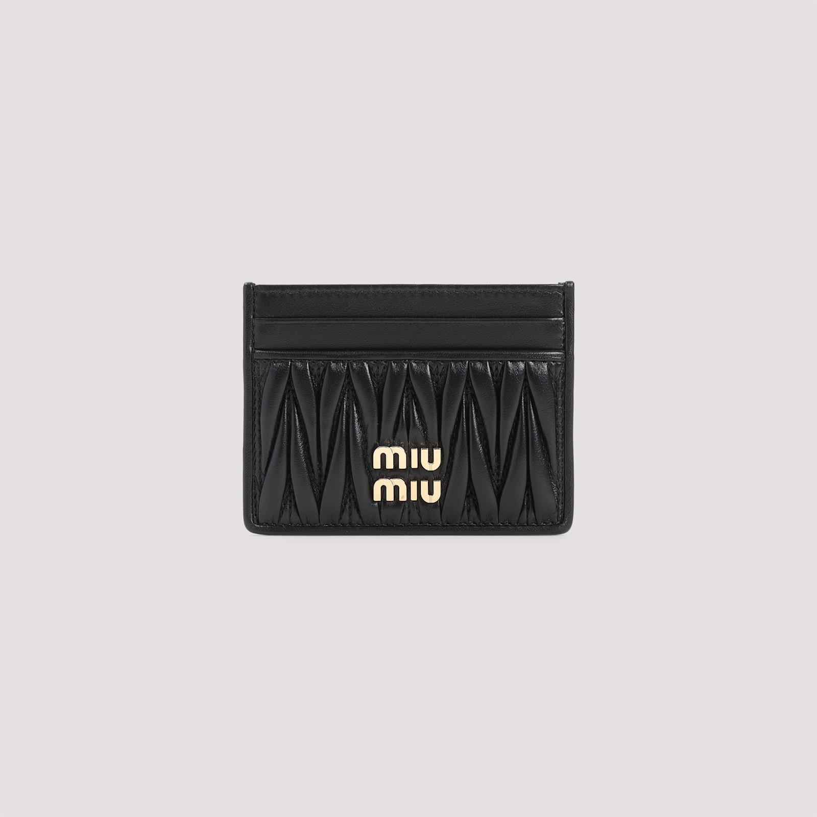 Miu Miu Lamb Leather Cardholder In Black