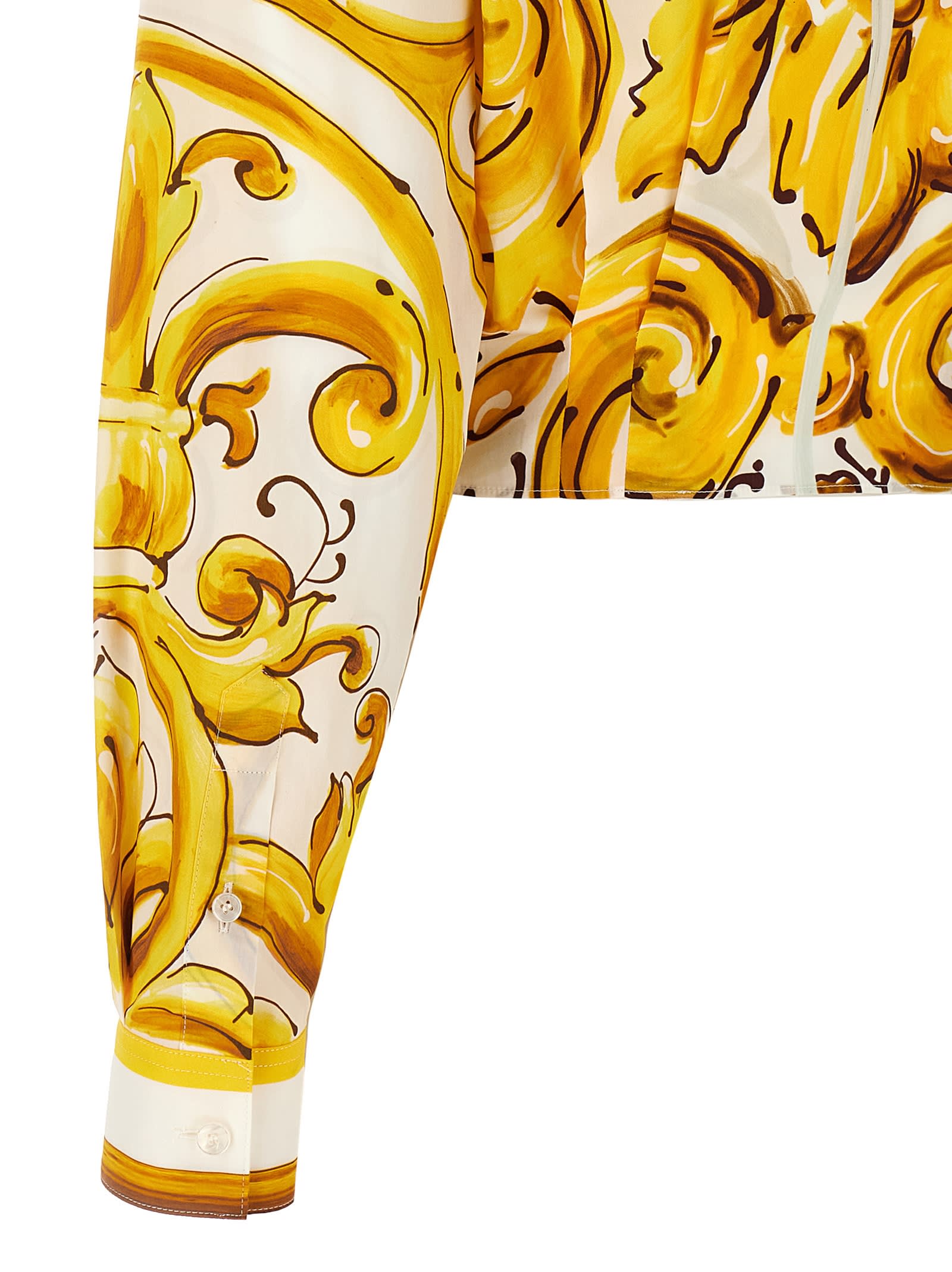 Shop Dolce & Gabbana Maiolica Cropped Shirt In Yellow