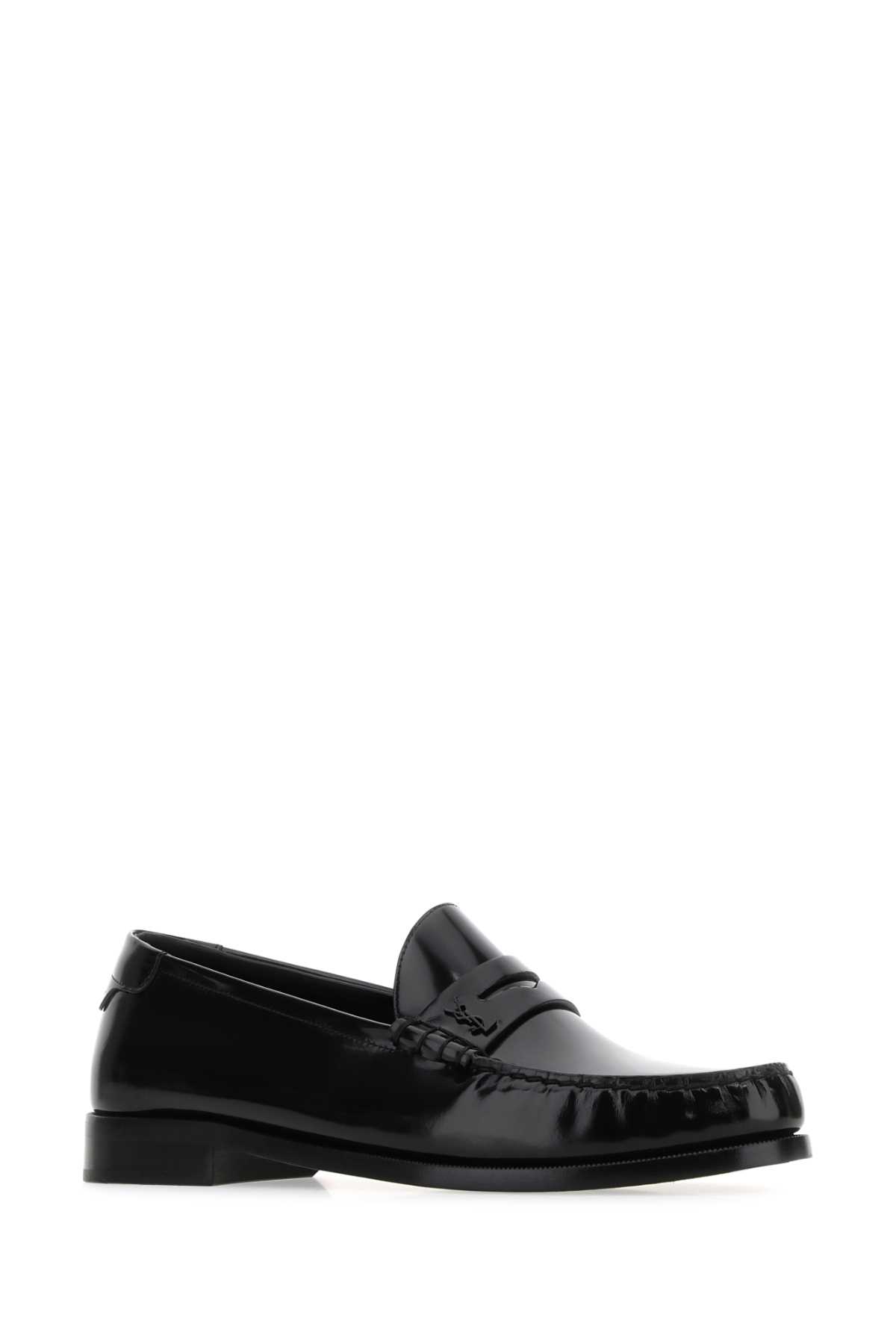 SAINT LAURENT BLACK LEATHER MAGNUM LOAFERS