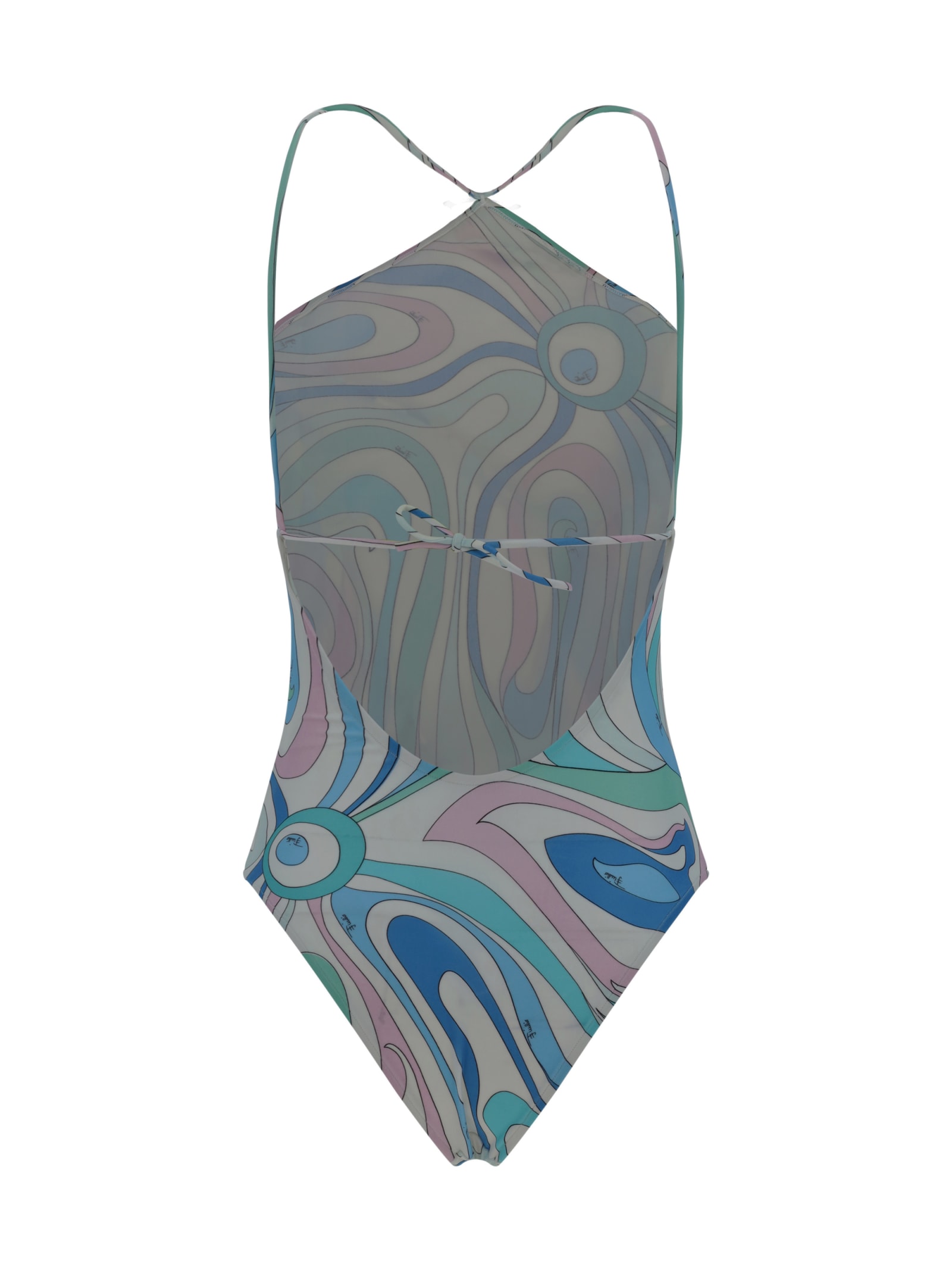 Shop Pucci Vivara Swimsuit In Clear Blue