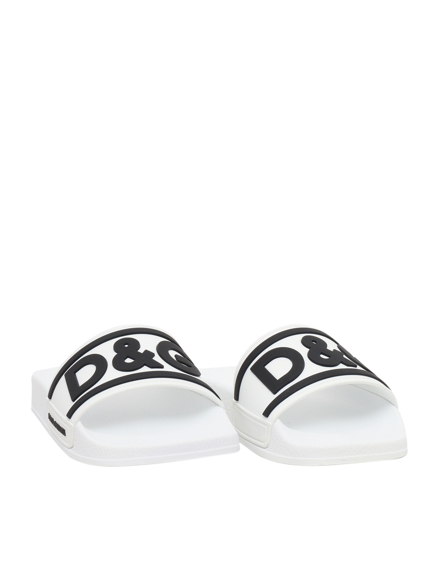 Shop Dolce & Gabbana White D&g Slippers