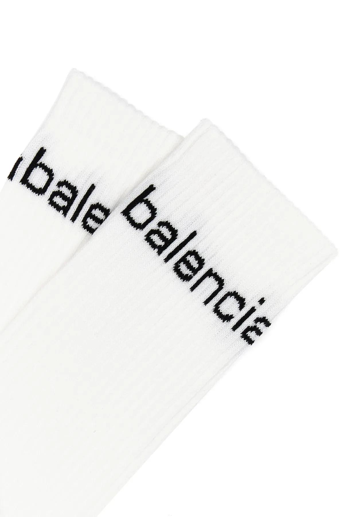 Shop Balenciaga White Stretch Cotton Blend Socks