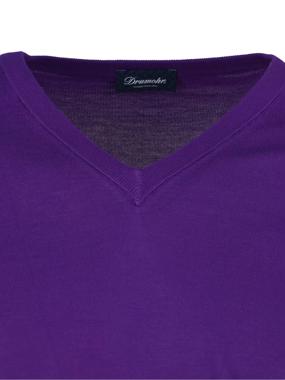Drumohr Ribbed V-neck Sweater With Long Sleeves In Purple