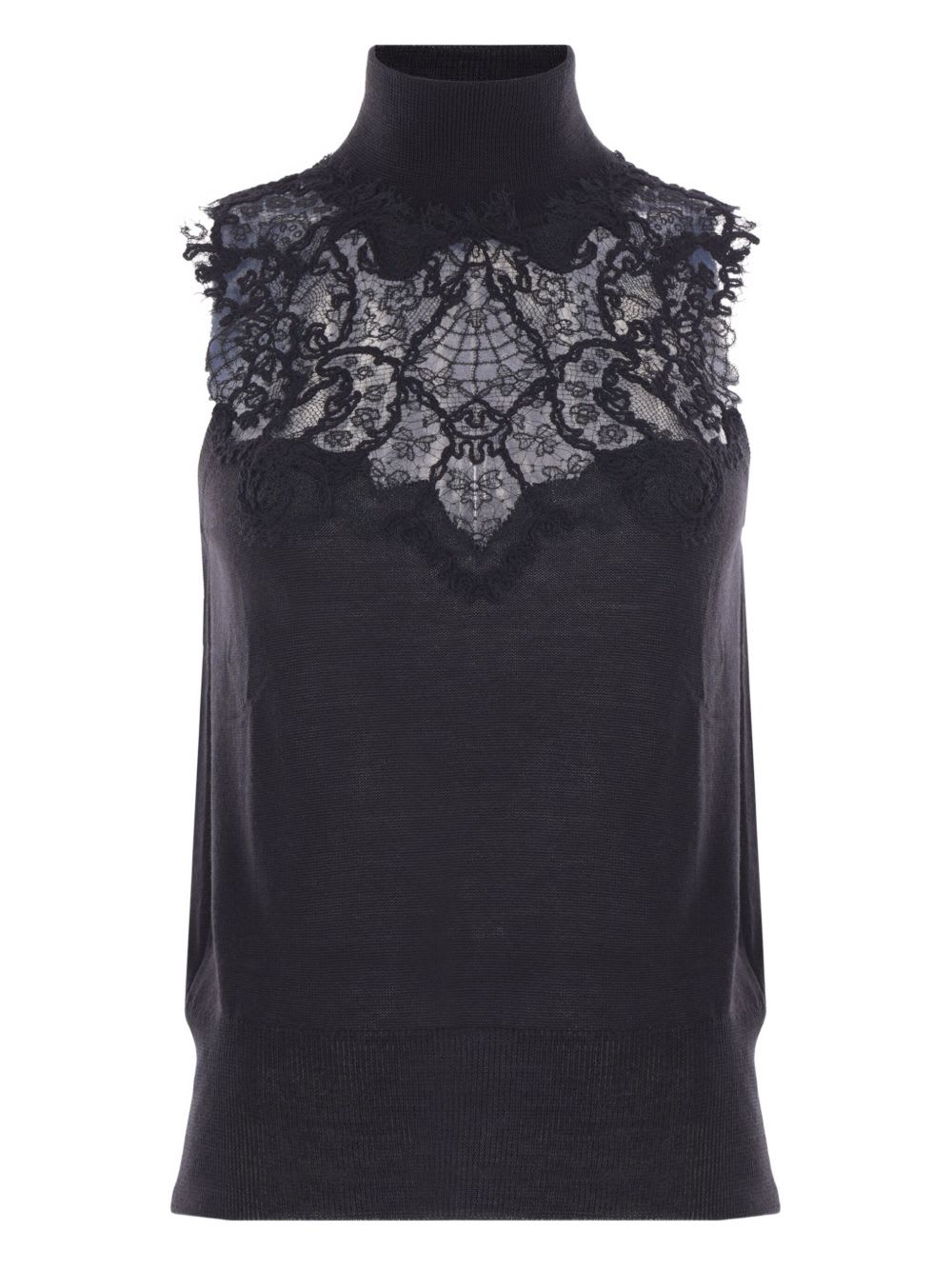 Ermanno Scervino Lace-insert Turtleneck Top In Blue