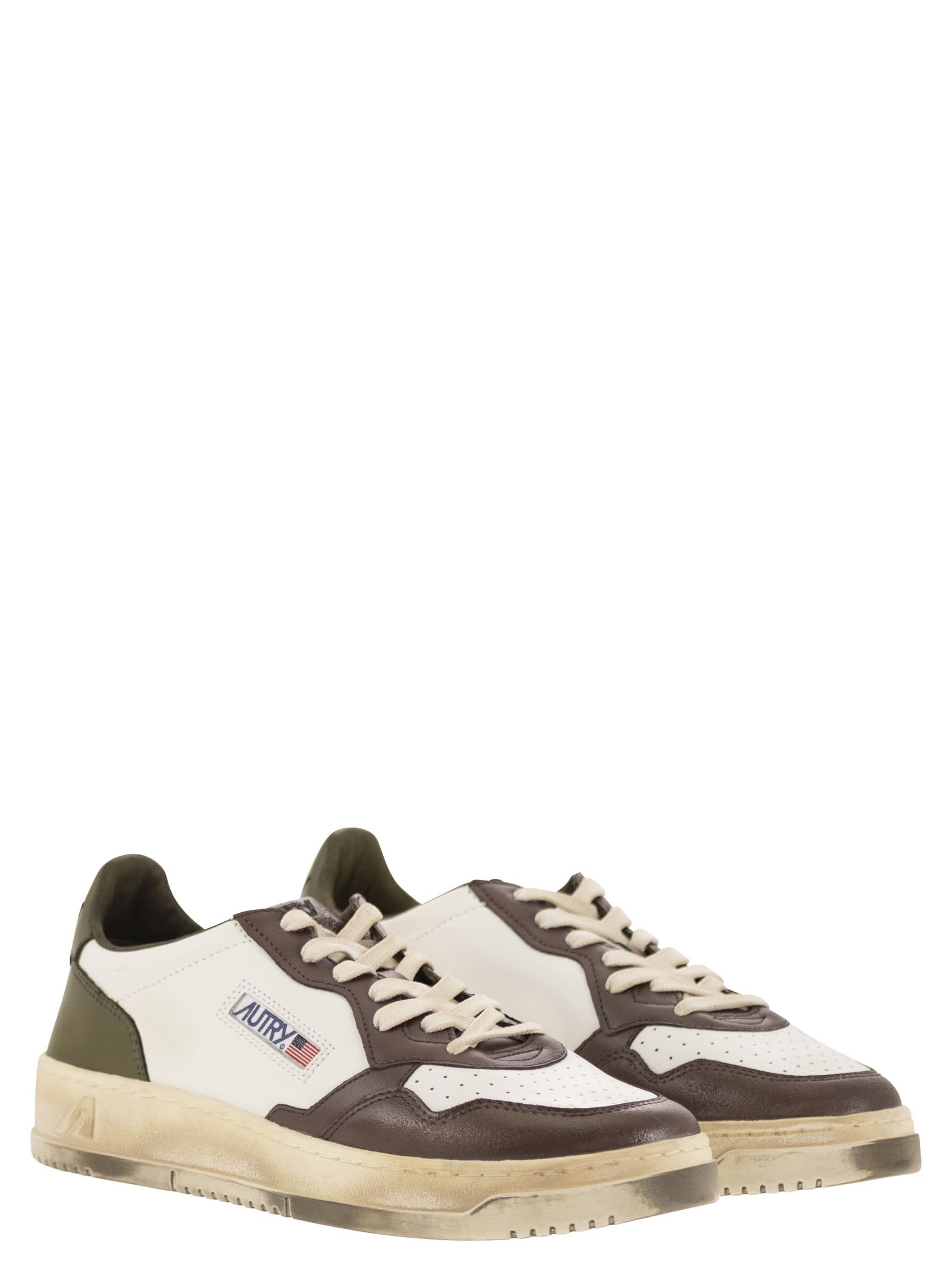 Autry Sneakers In White/brown/green