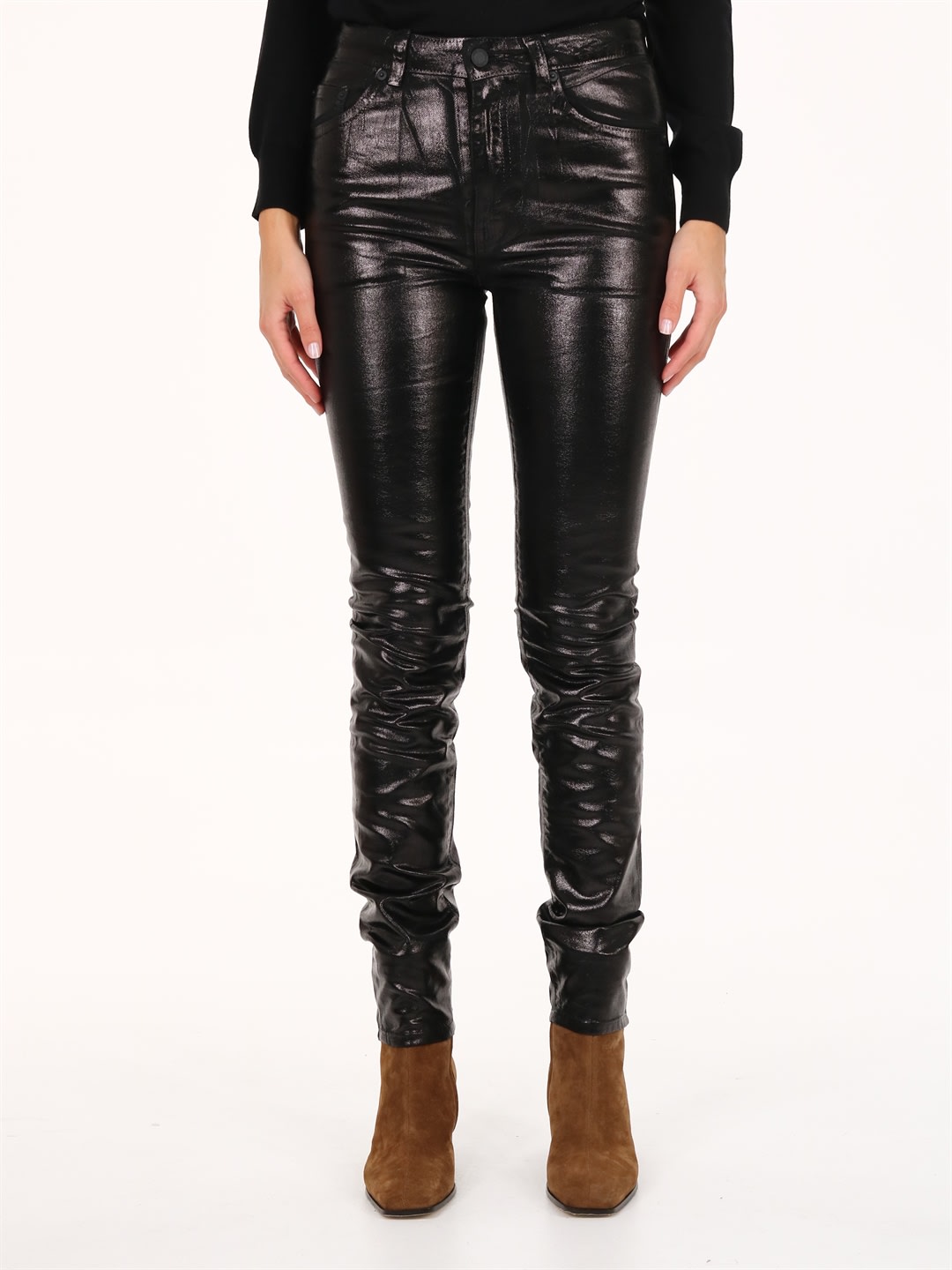 Saint Laurent Shiny Skinny Jeans Black