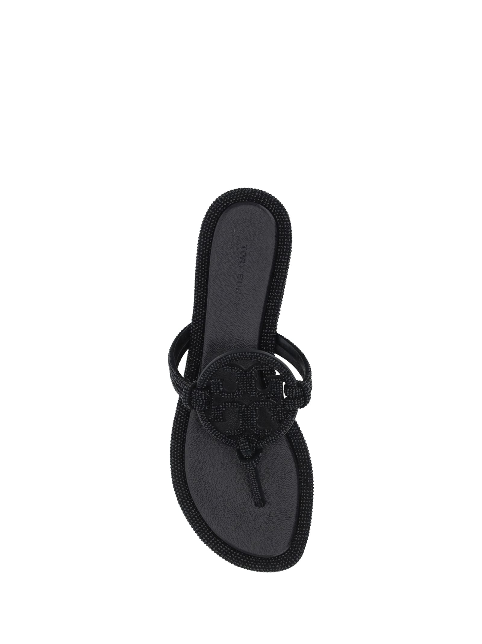 Tory Burch Miller Pave Logo Thong Sandals In Black