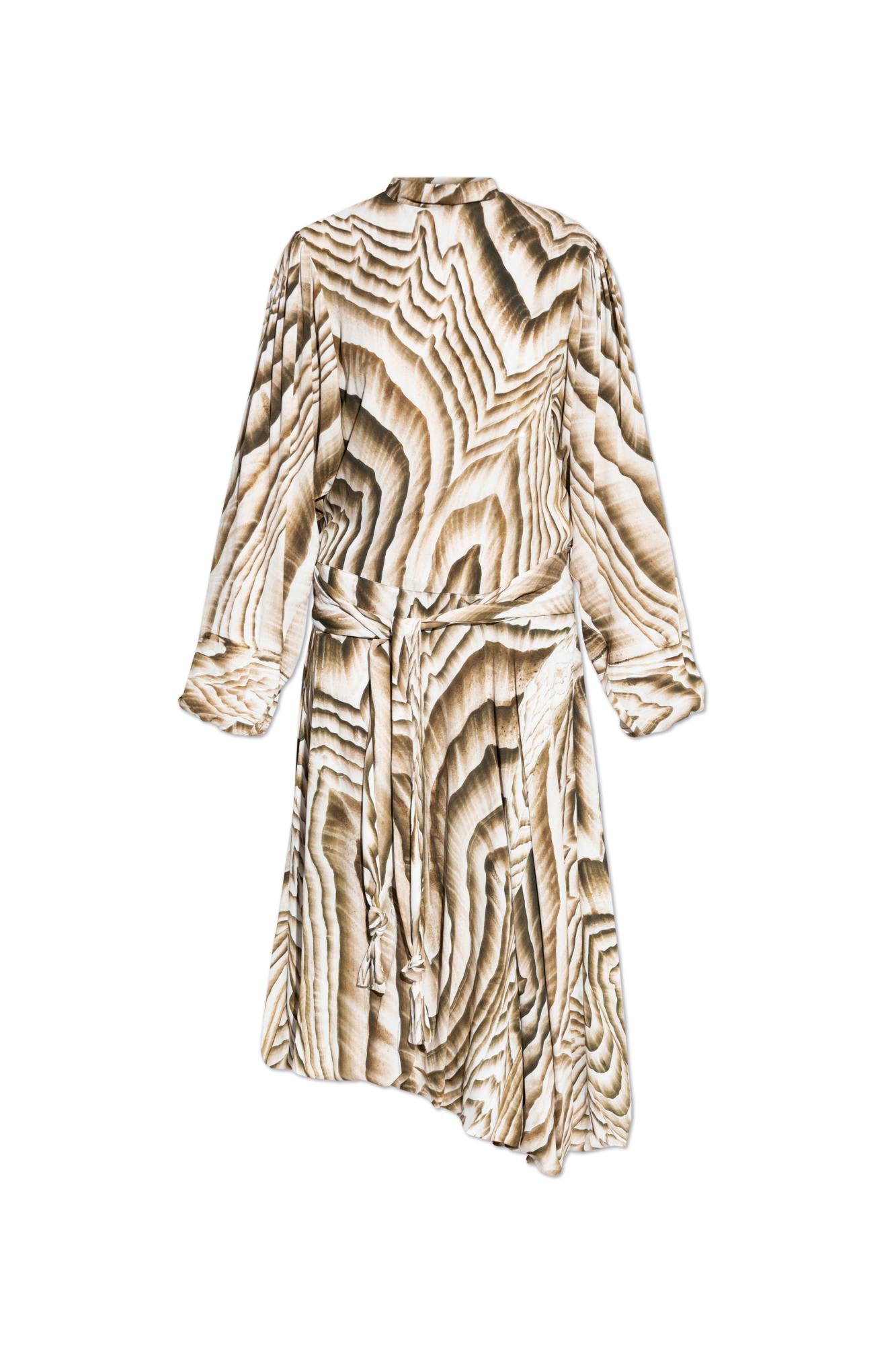 Shop Lemaire Dress With Stand-up Collar In Mu225 Light Brown/cream