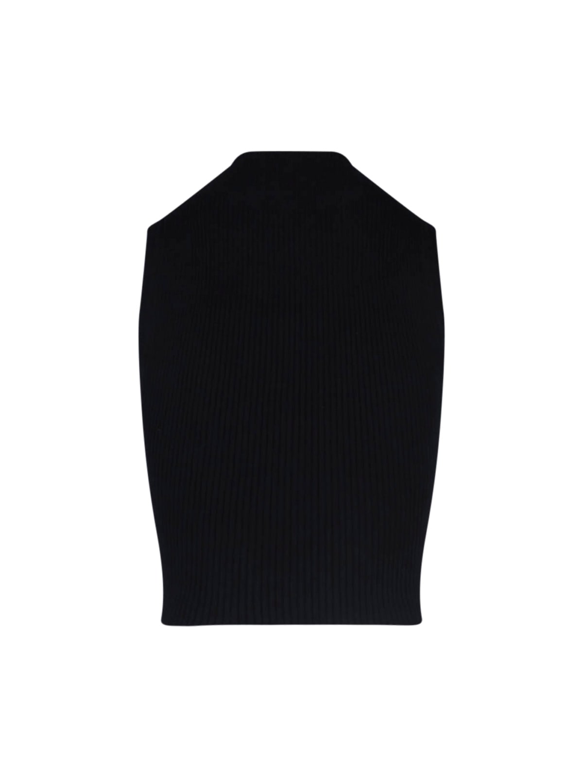 Courrèges Mockneck Light Rib Cropped Top