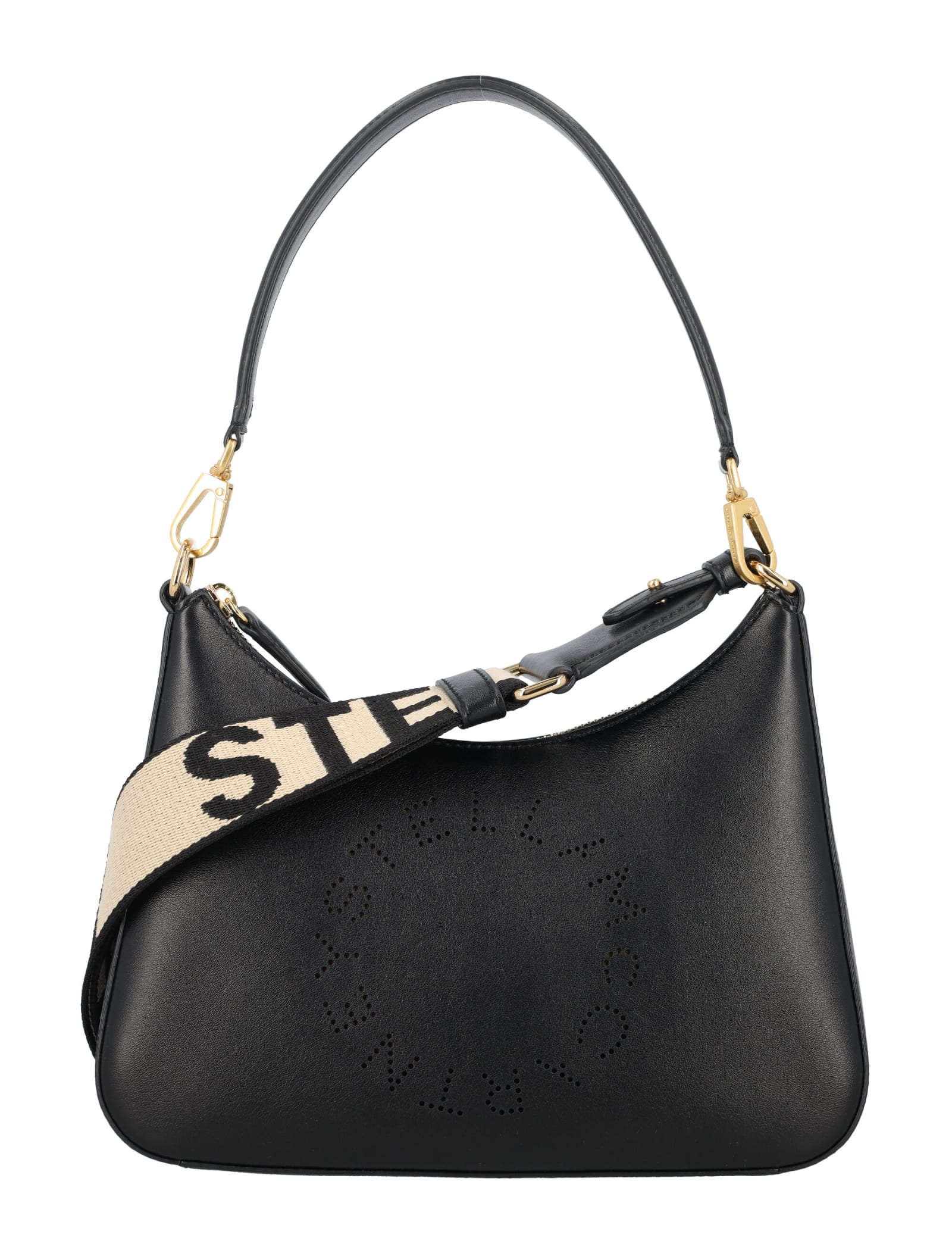 Stella Mccartney Logo Small Shoulder Bag In Black
