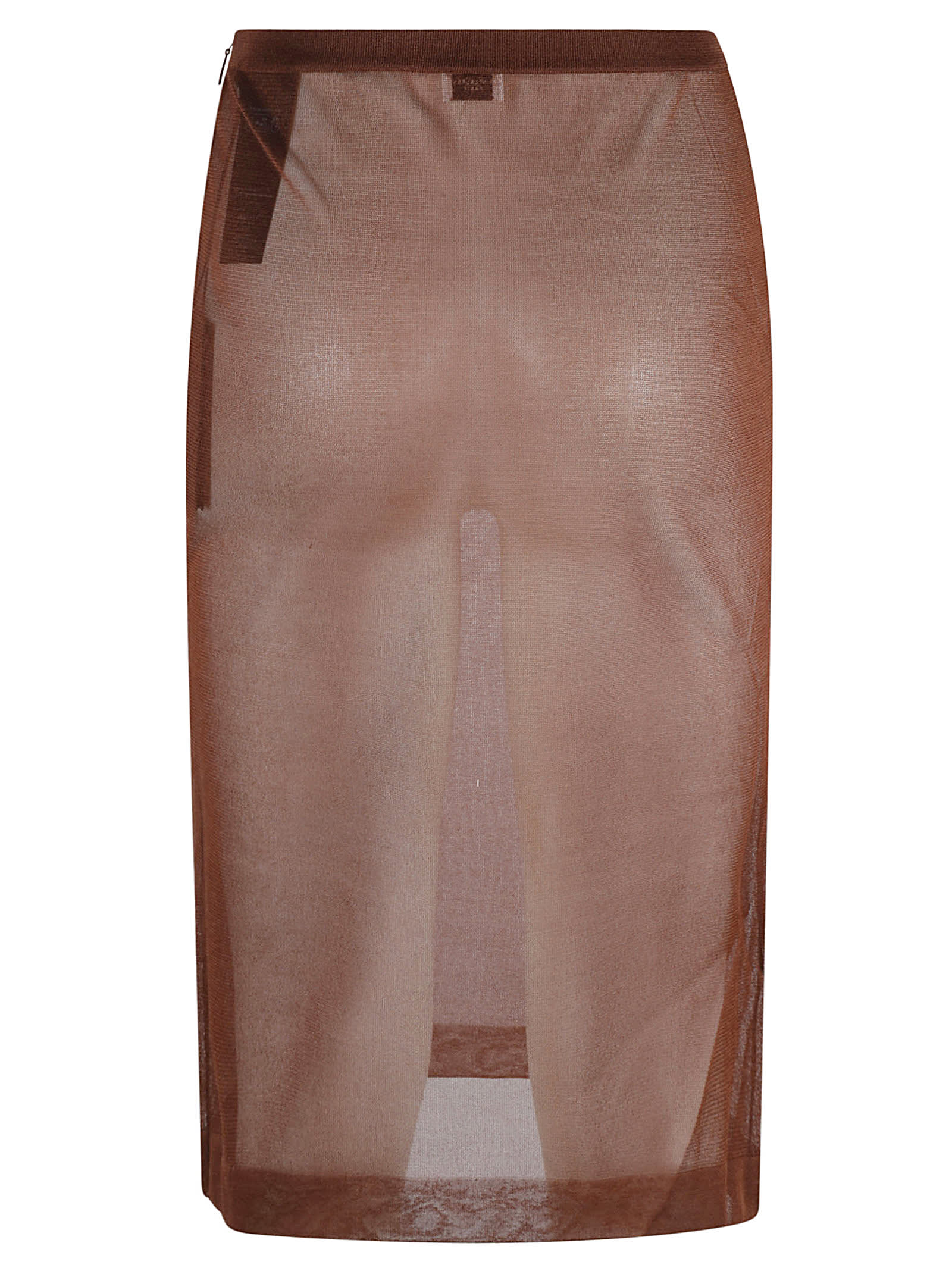 Shop Saint Laurent See-through Skirt In Chocolate