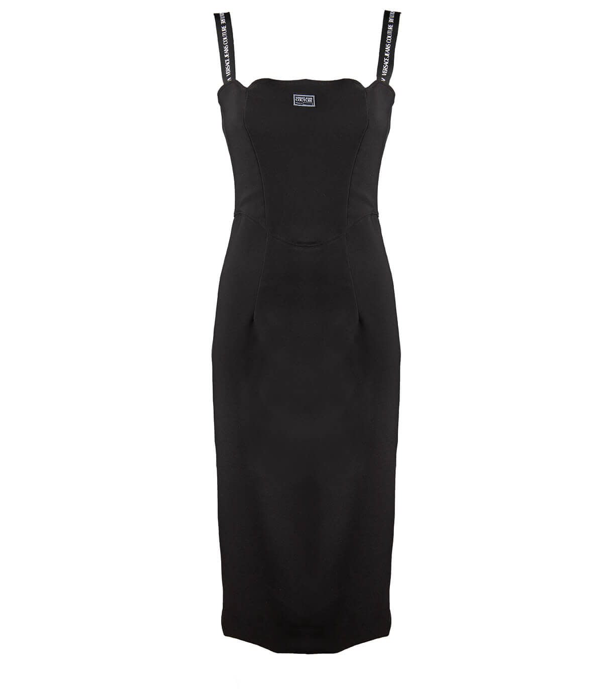 Versace Jeans Couture Black Sheath Dress With Logo