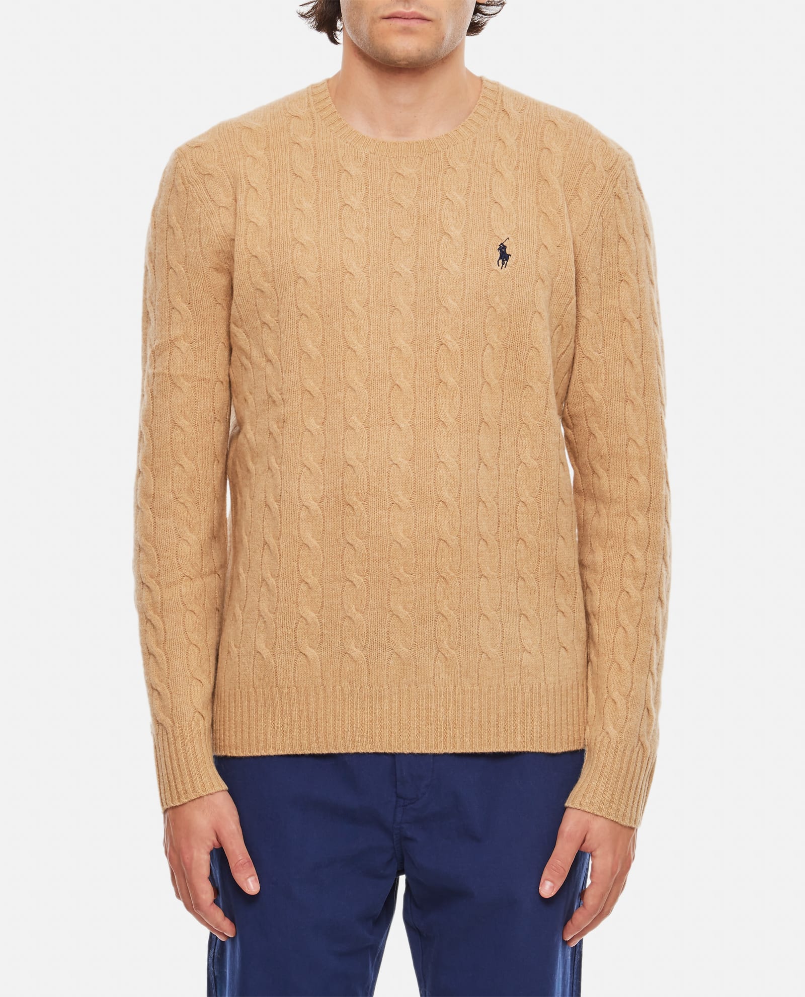 Polo Ralph Lauren Iconica Maglia A Trecce Lana E Cashmere. Regular-fit. Girocollo. Sweater In Nude