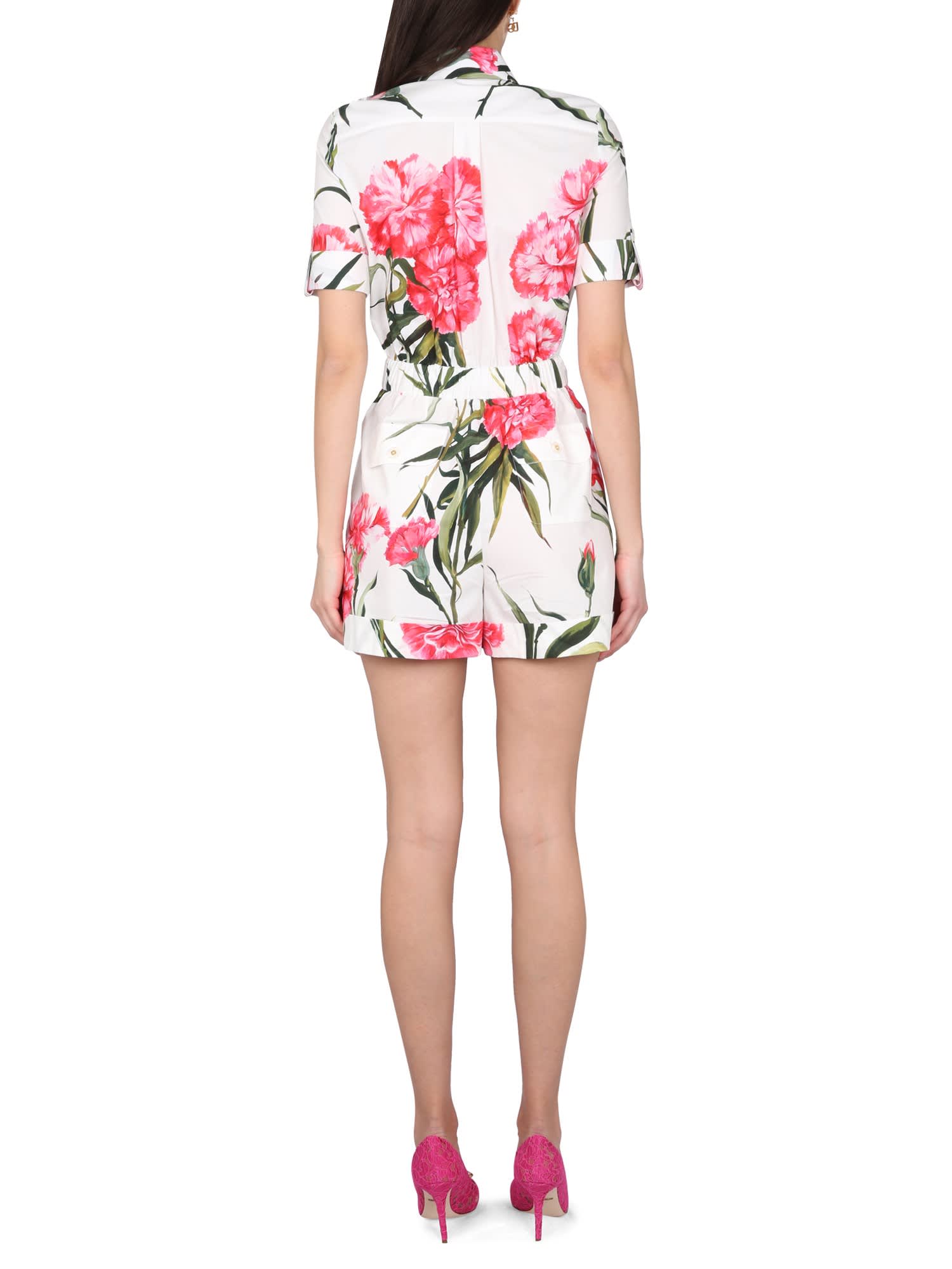 Shop Dolce & Gabbana Short Jumpsuit With Carnation Print