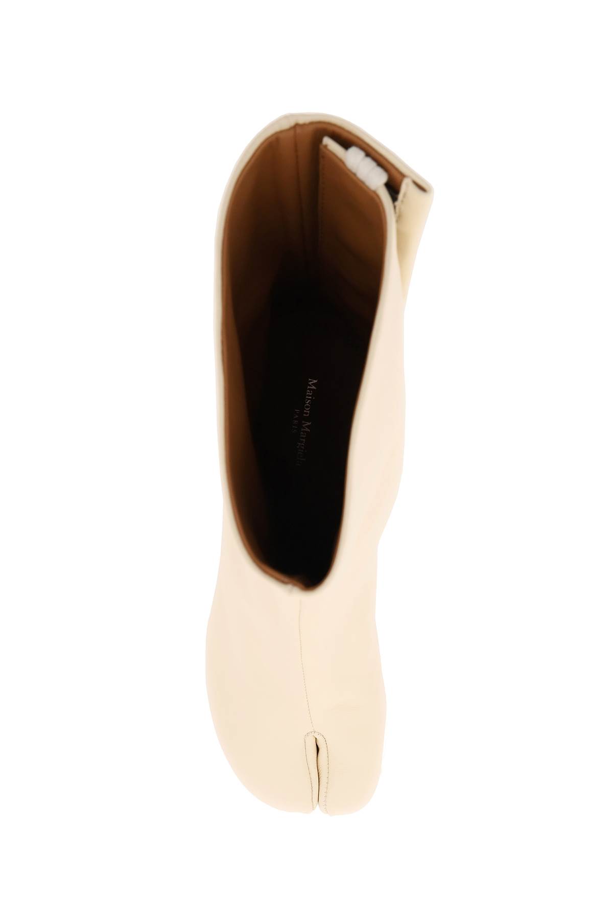 Maison Margiela Leather Ankle Boots With Unique Split Toe In White