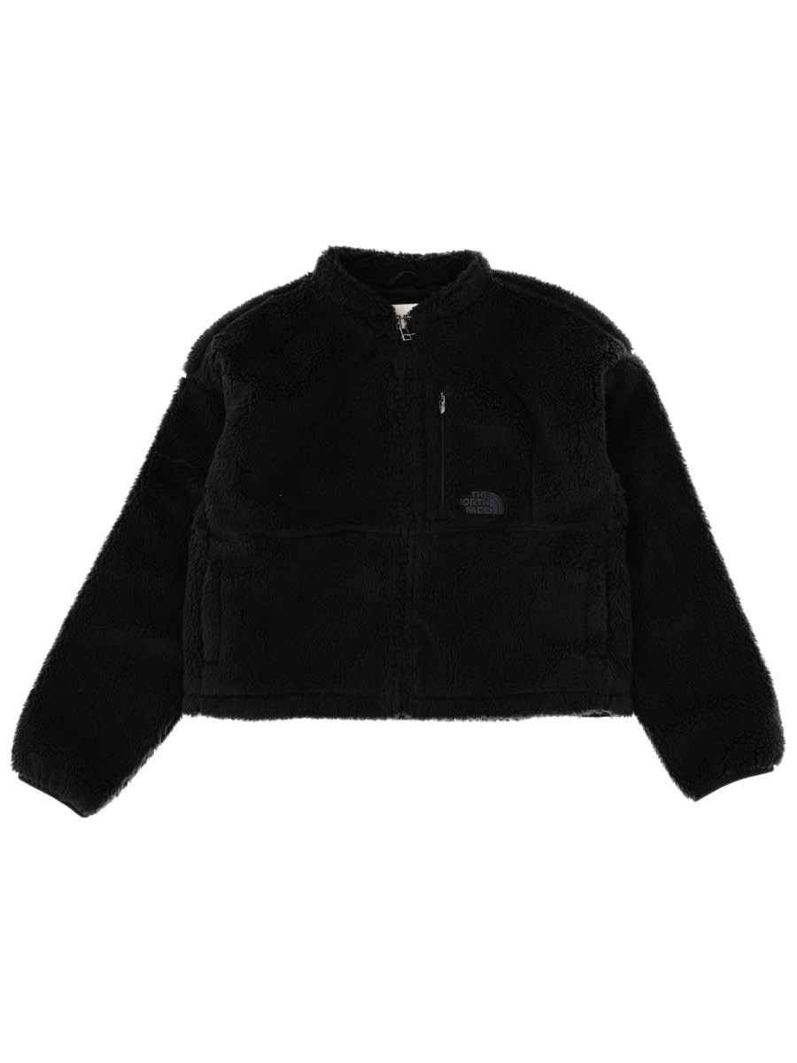 The North Face Luxurious Faux Fur High Collar Jacket In Black