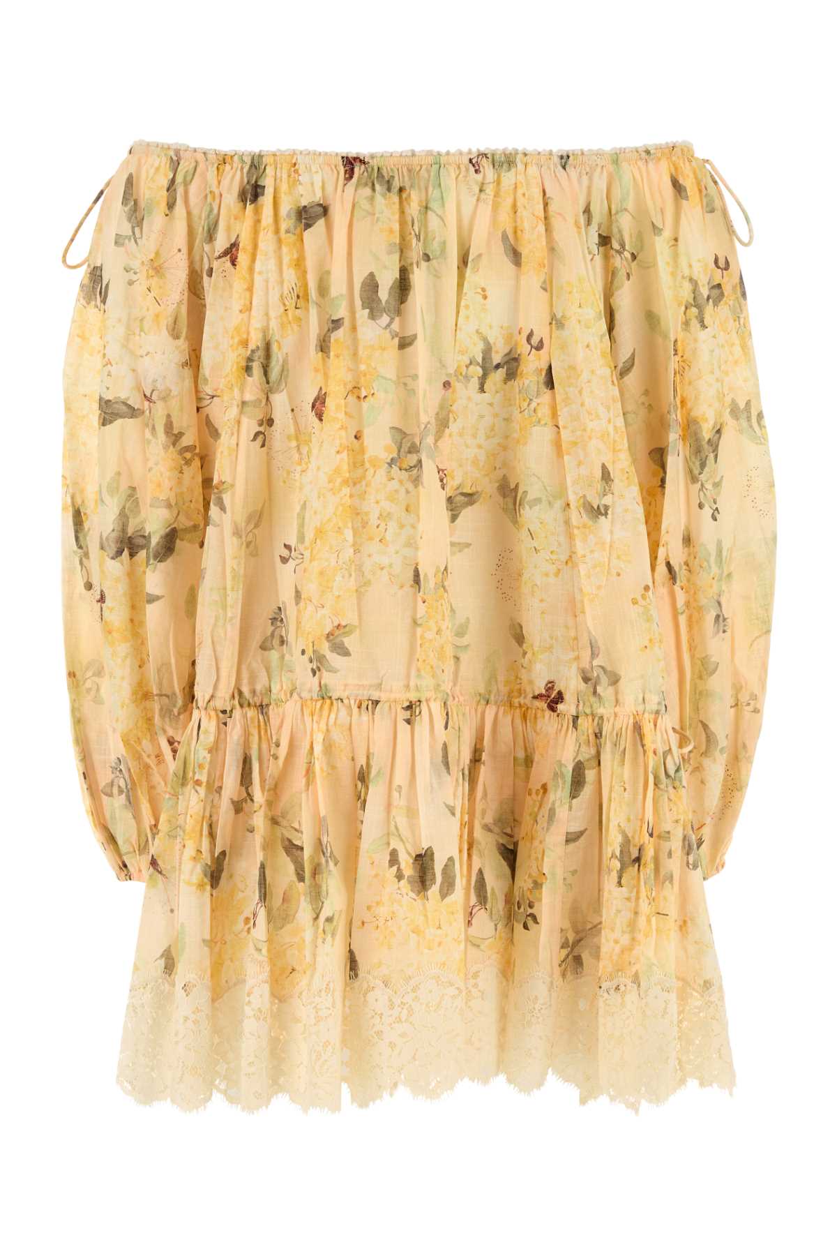 Zimmermann Cascadian Tiered Mini Dress 3214dss255 Ylwbotflo In Yellow