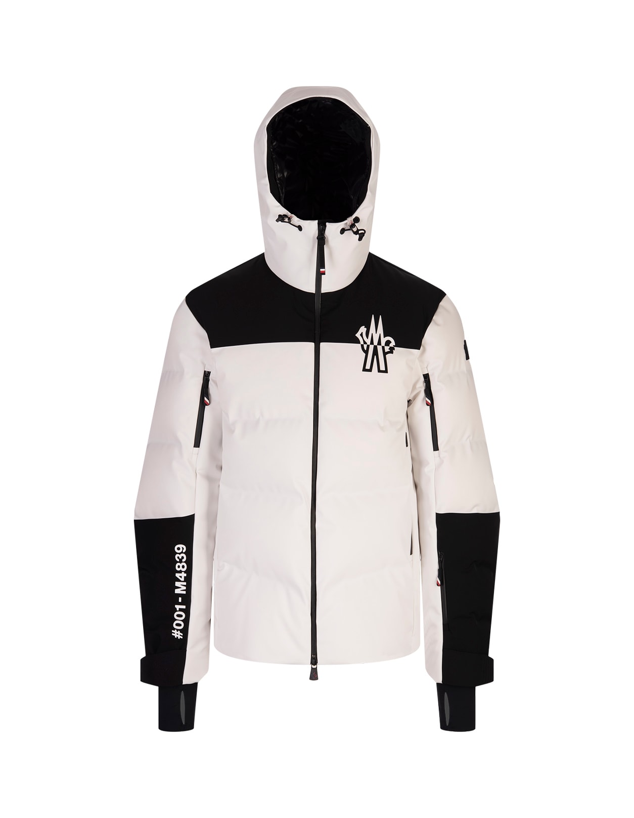 Shop Moncler White And Black Curtis Down Jacket