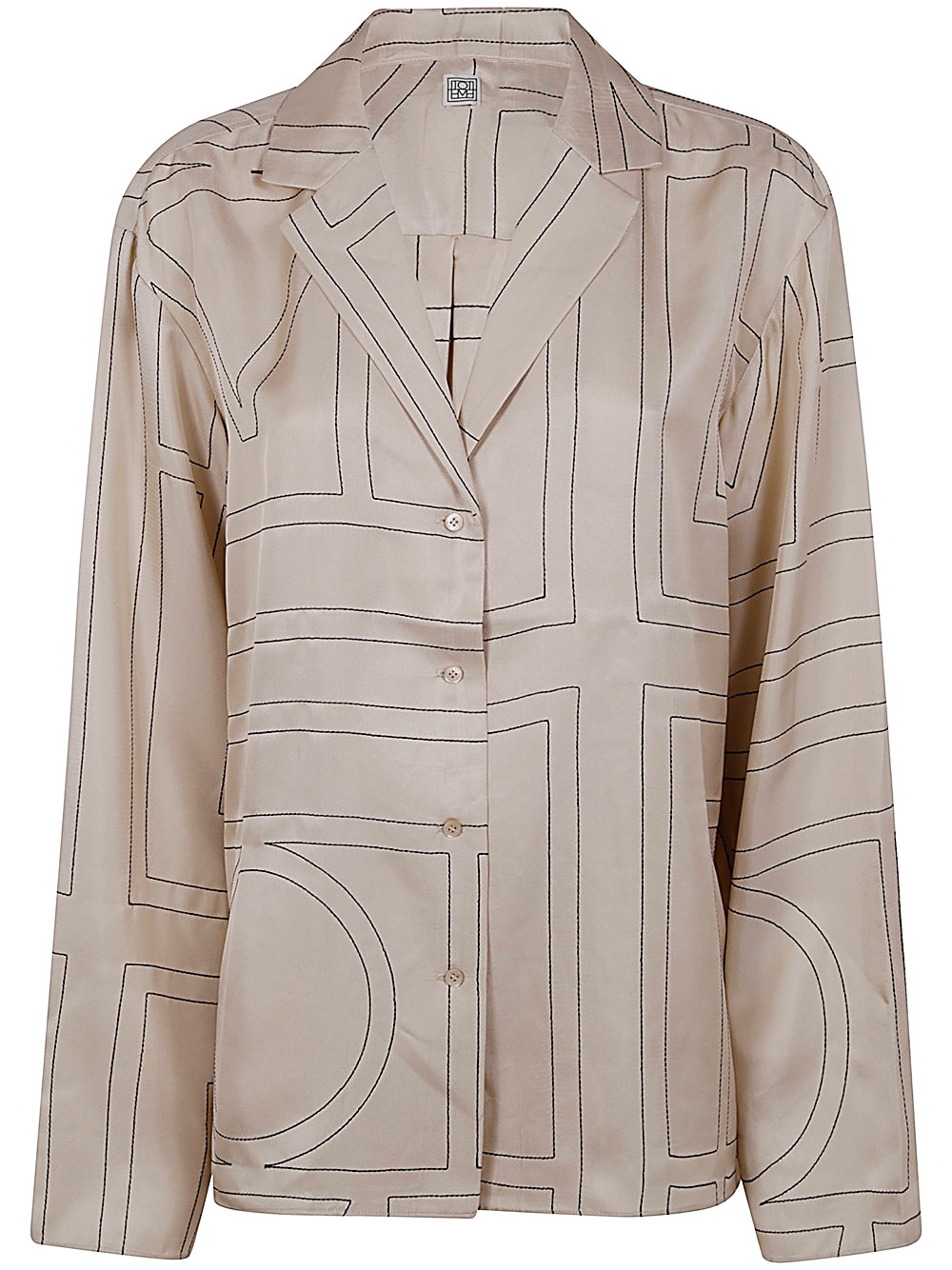 Shop Totême Monogram Silk Pj Top In Ivory Monogram