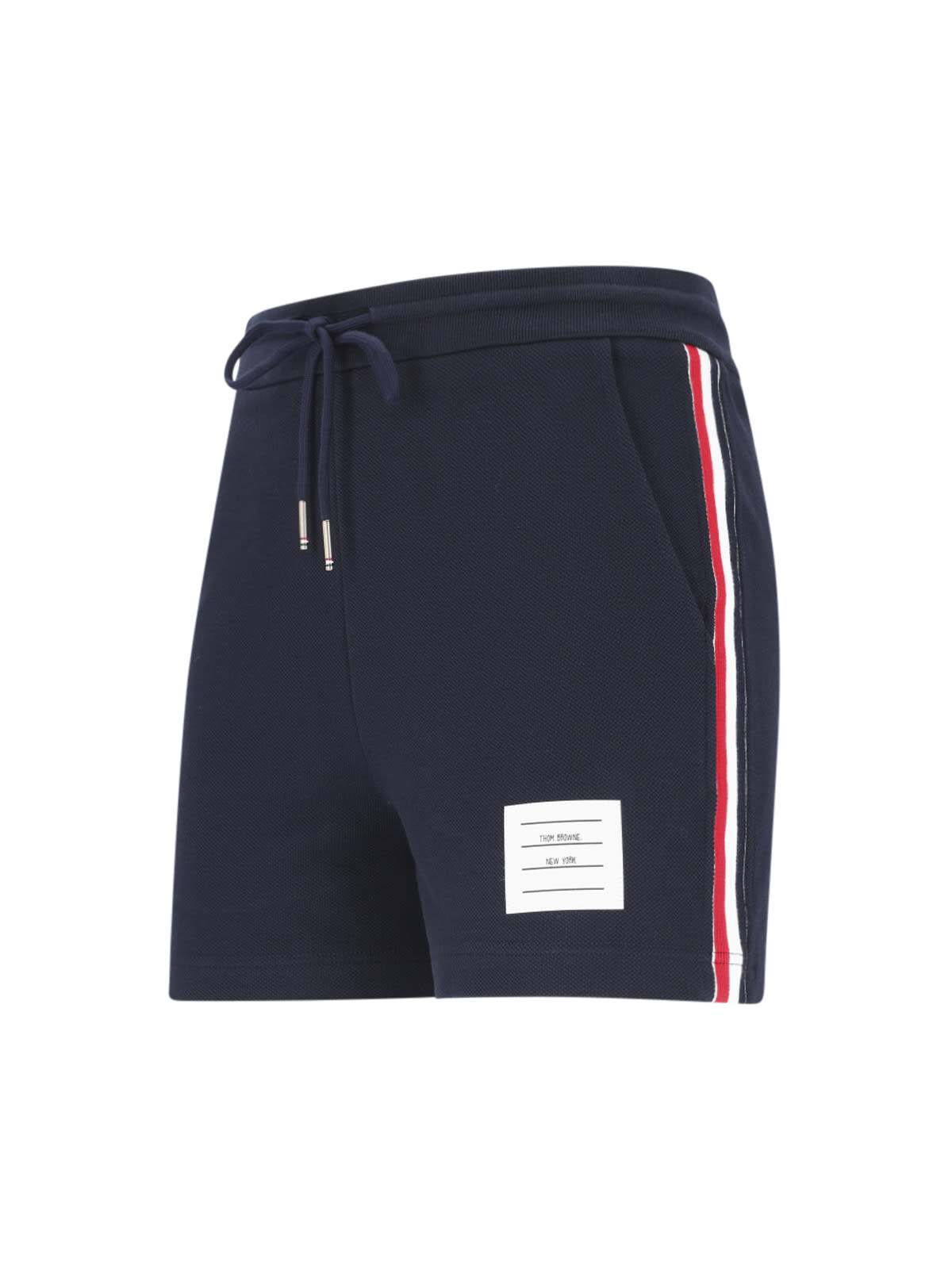 Shop Thom Browne Logo Sport Shorts In Blue