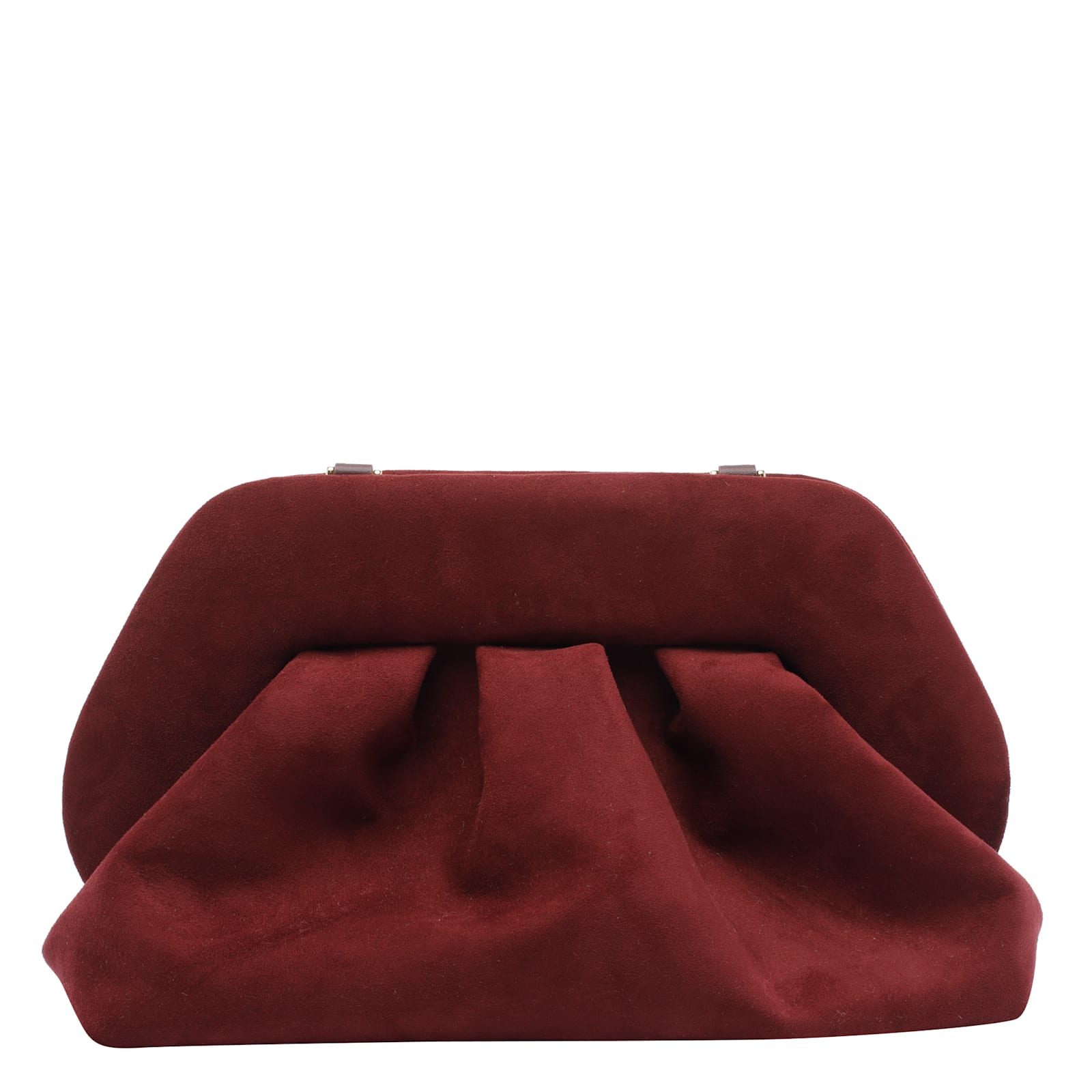 Themoirè Hand Clutch Bag In Bordeaux Tia Suede In Red