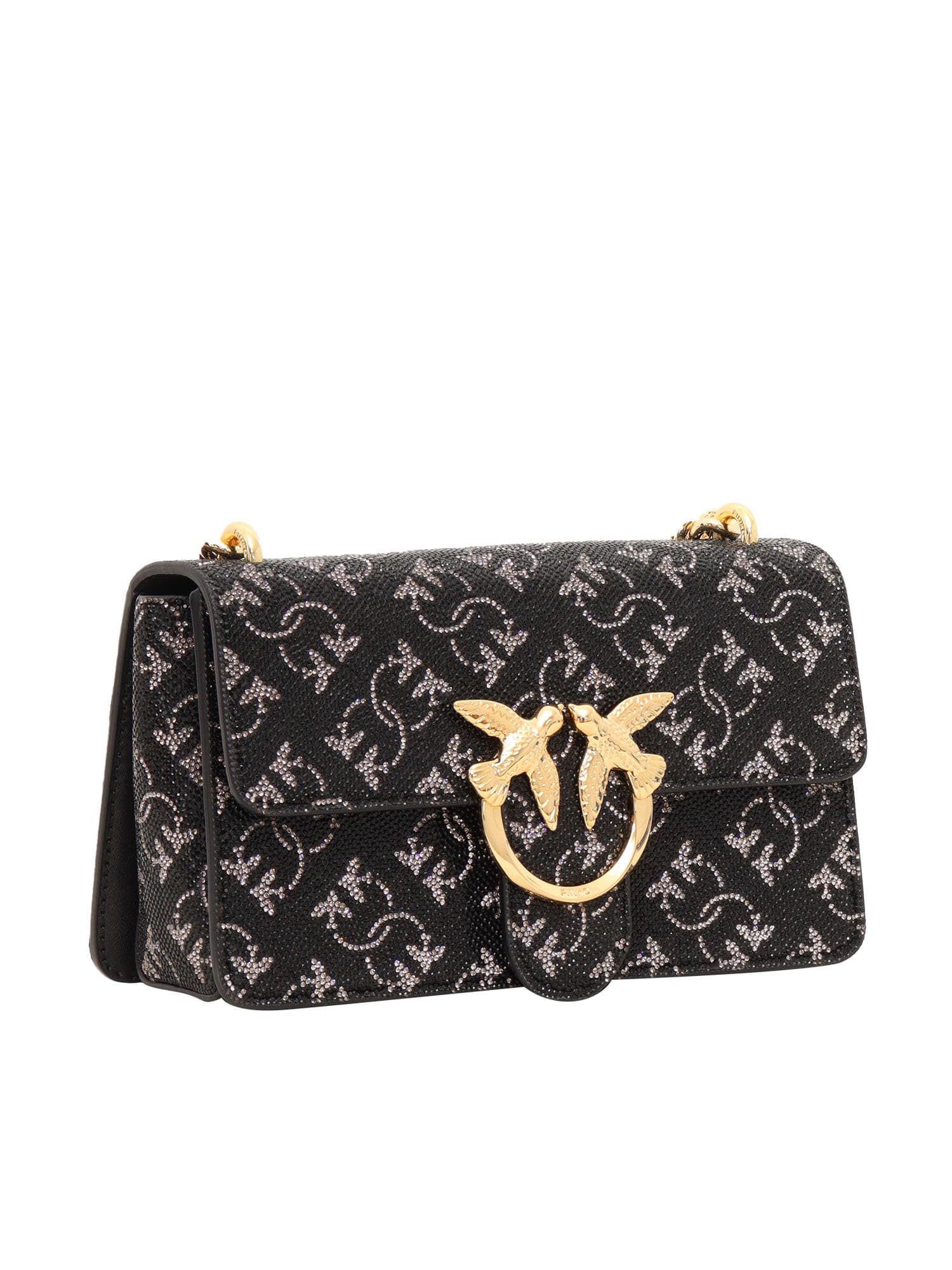 Shop Pinko Love One Mini Light Cl Monogram In Black