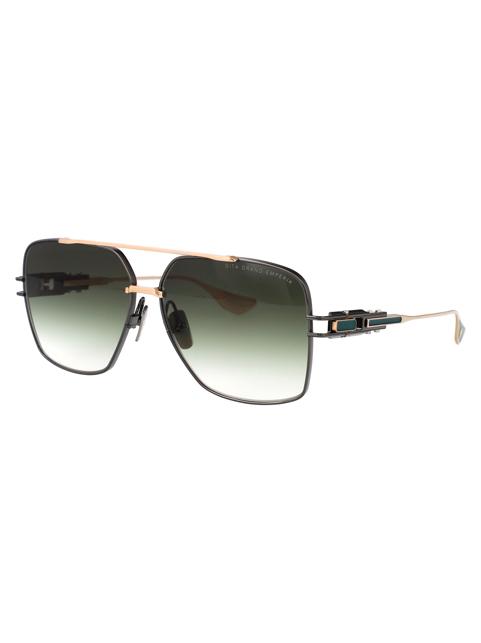 Dita Grand-emperik Sunglasses In Black Rhodium - Brushed White Gold W/ Dark G-15 To Clear Gradient