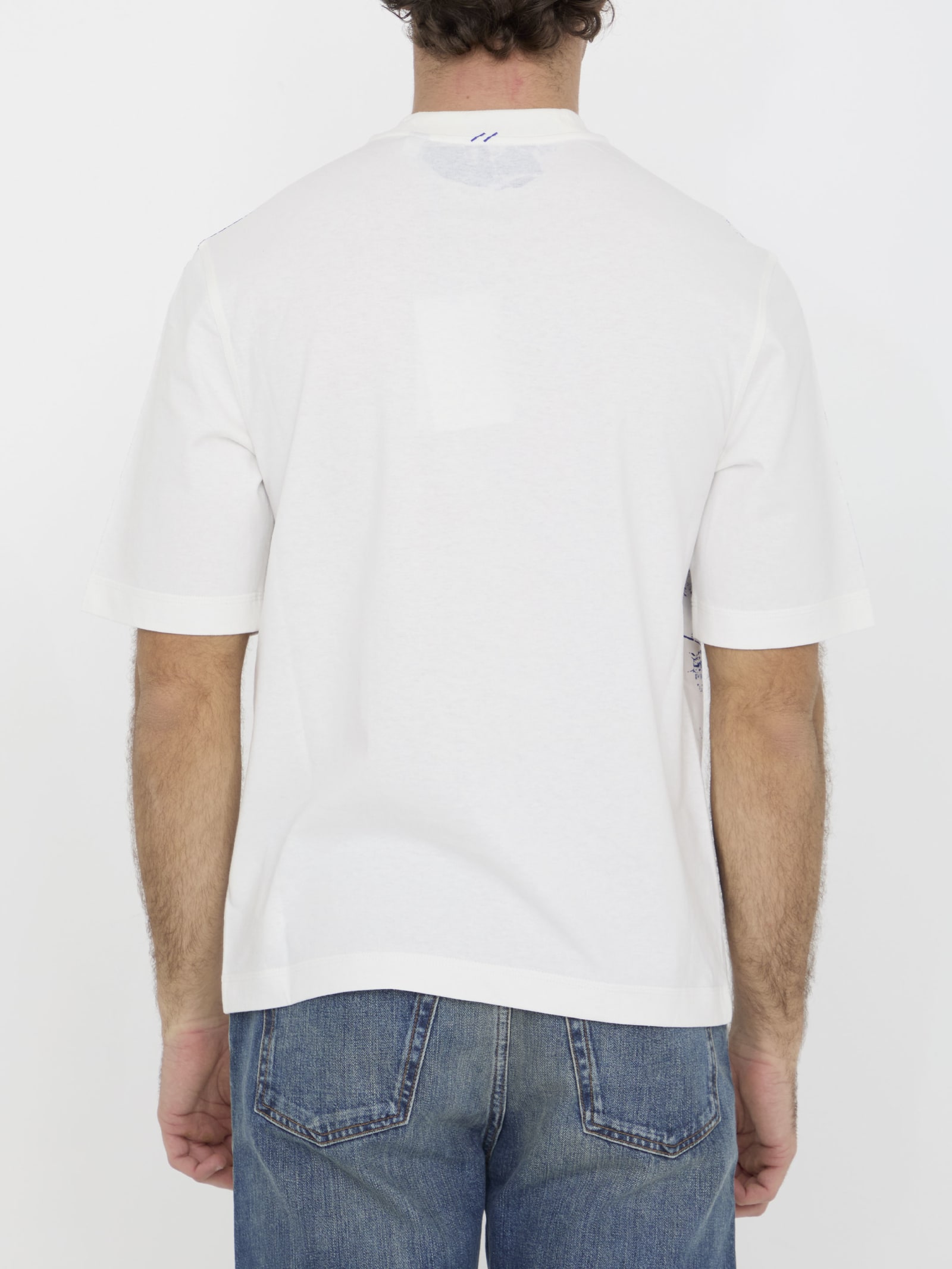 Shop Burberry Ekd Cotton T-shirt In Bianco