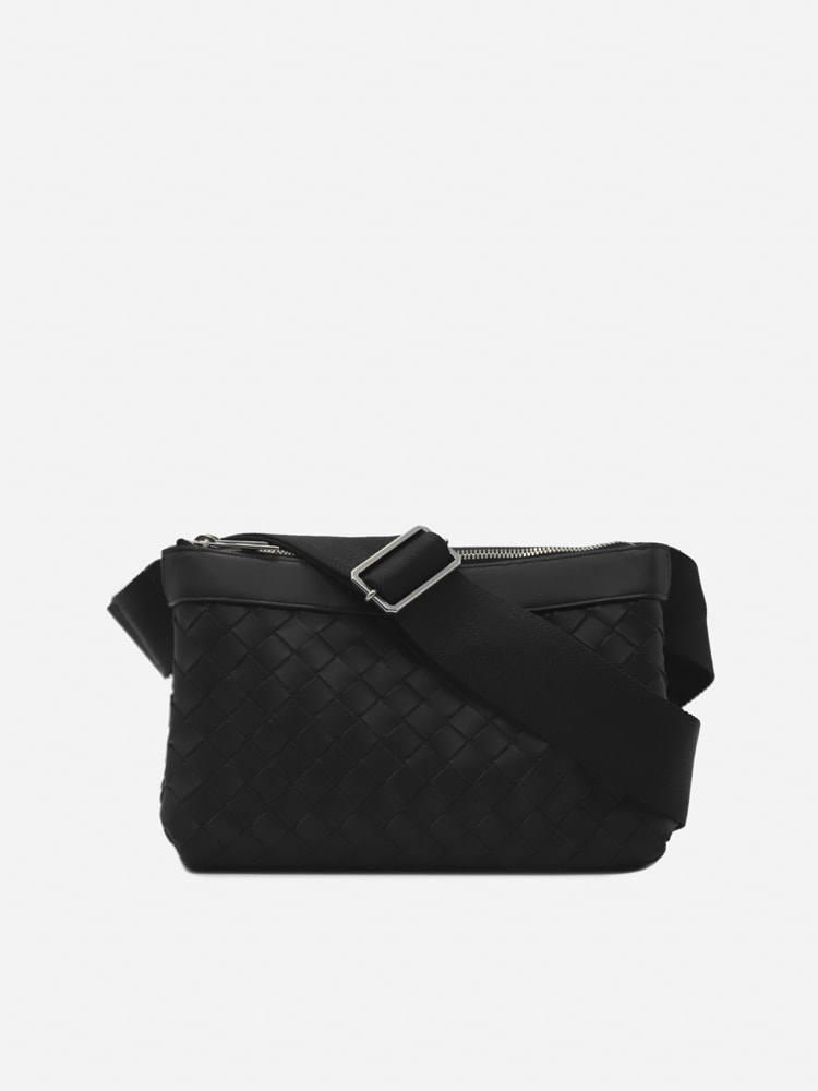 Bottega Veneta Leather Shoulder Bag With All-over Woven Pattern