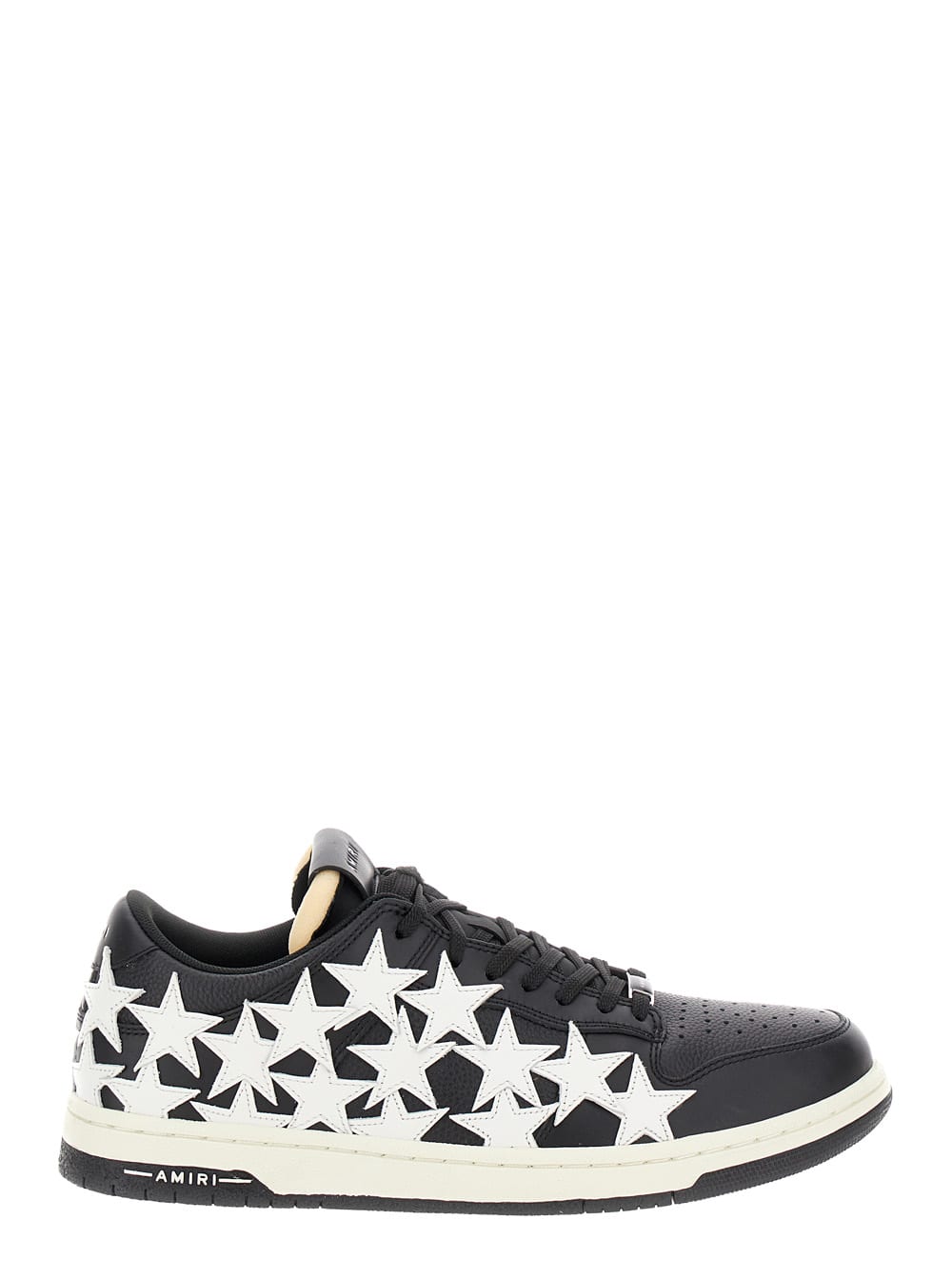 AMIRI stars Court Black And White Low Top Sneakers With Star Patches In Leather Man