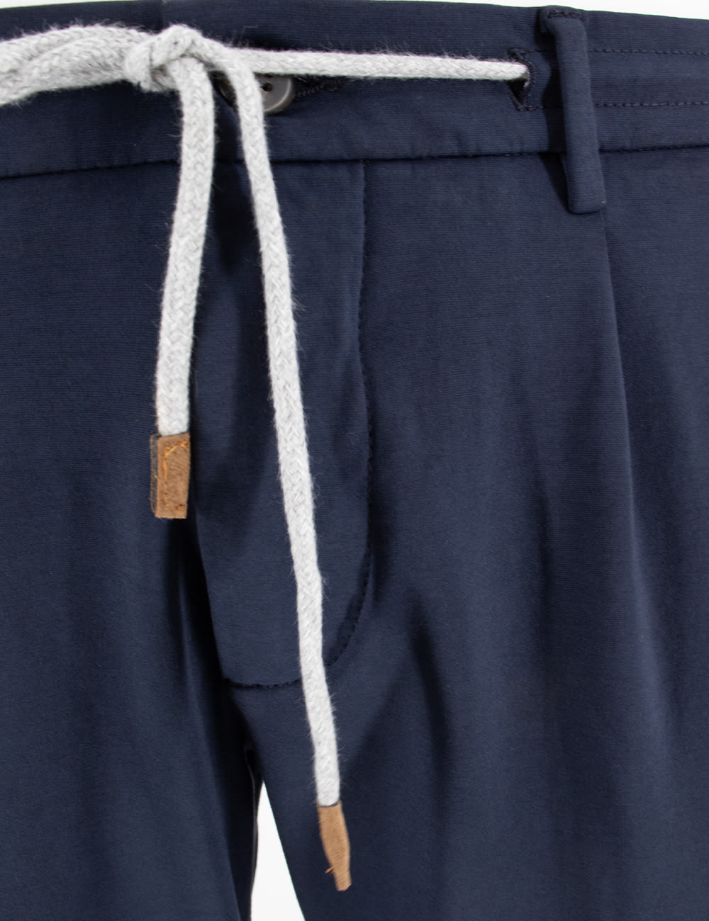 Eleventy Cotton-blend Drawstring Trousers In Blue