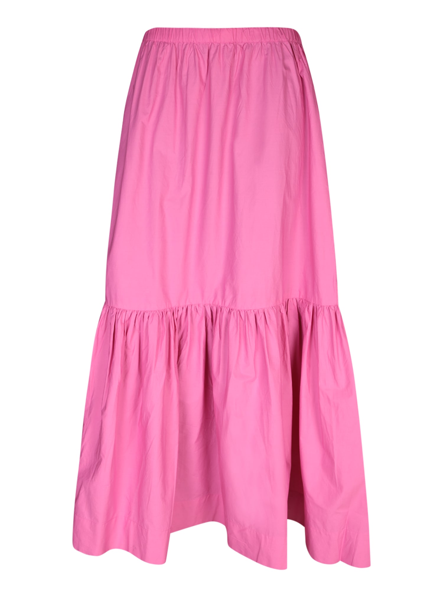 Shop Ganni Fuchsia Poplin Maxi Skirt In Pink