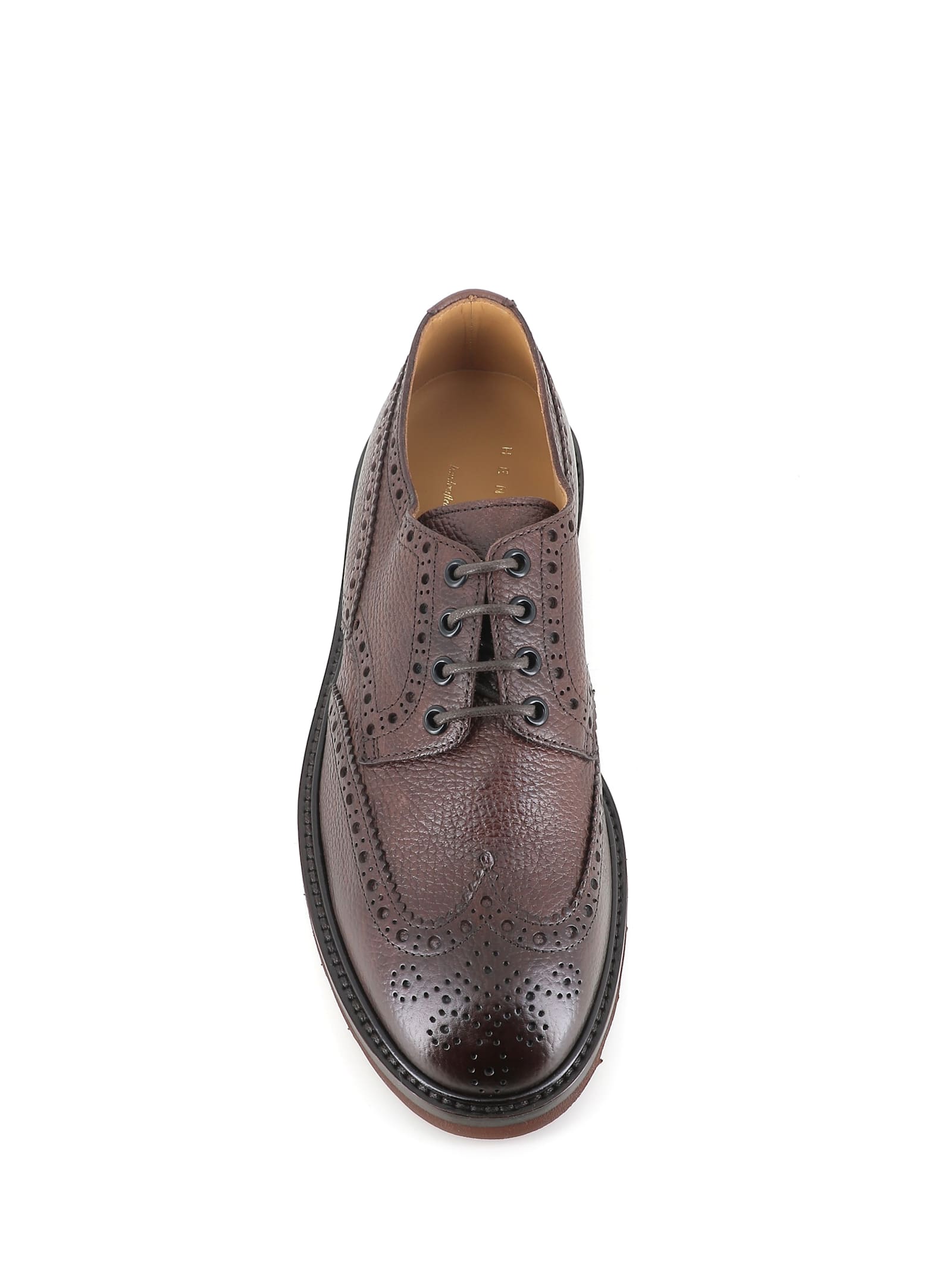 Henderson Baracco Brogue-detail Leather Derby Shoes In Brown