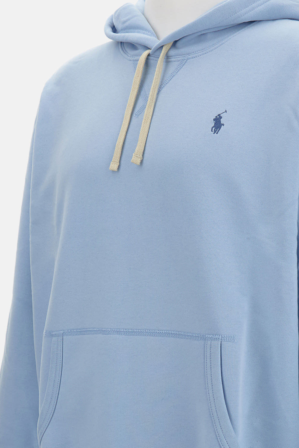 Polo Ralph Lauren Light Blue Drawstring Hooded Sweater With Front Pouch Pocket In Blue