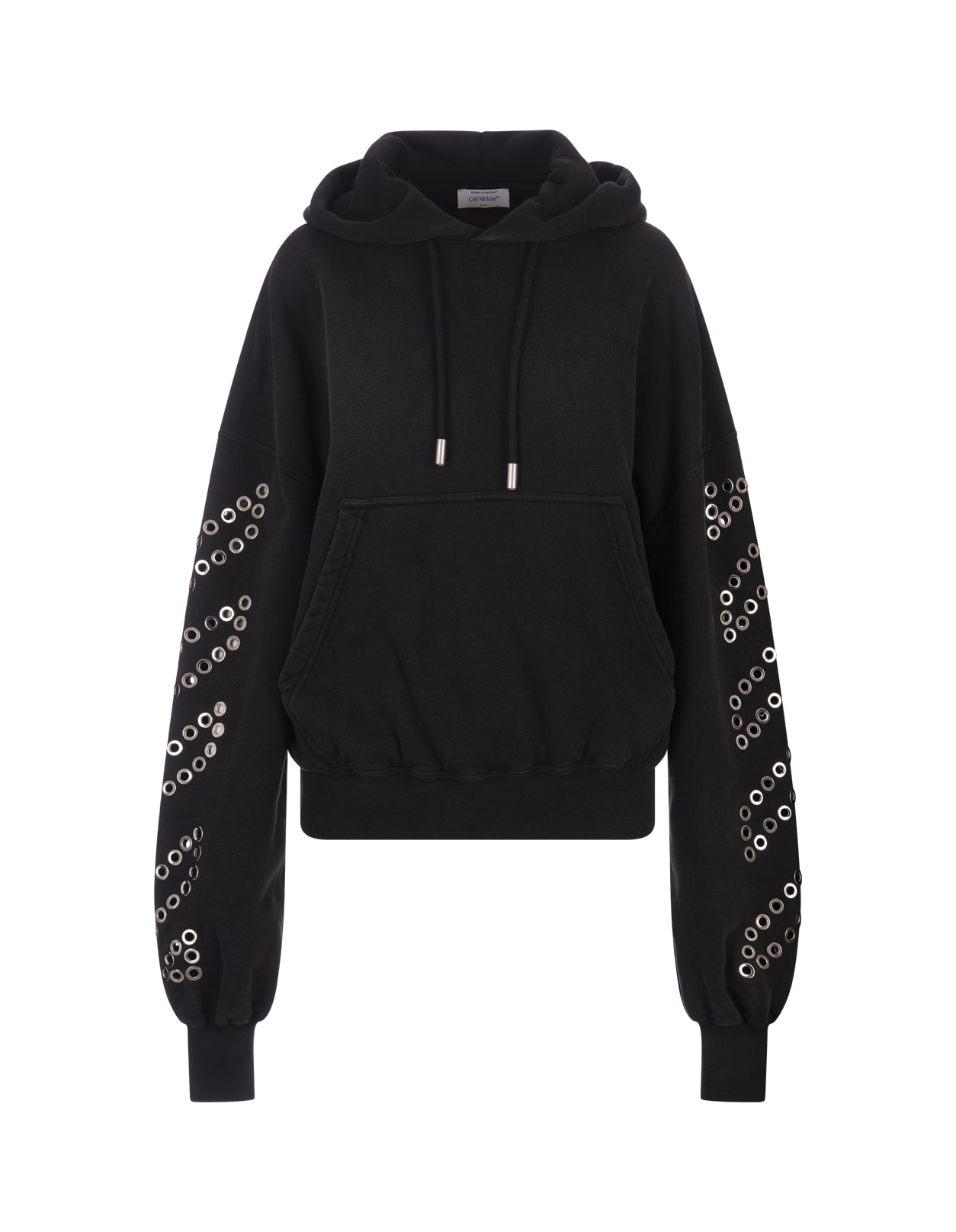 Shop Off-white Diag Eyelet Hoodie In Black