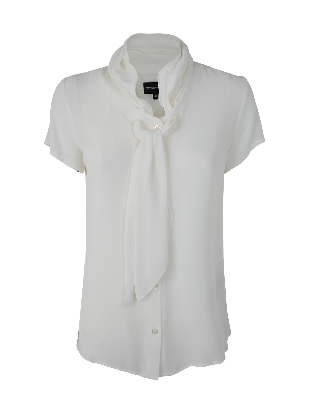 Emporio Armani Short Sleeves Shirt With Knot In White