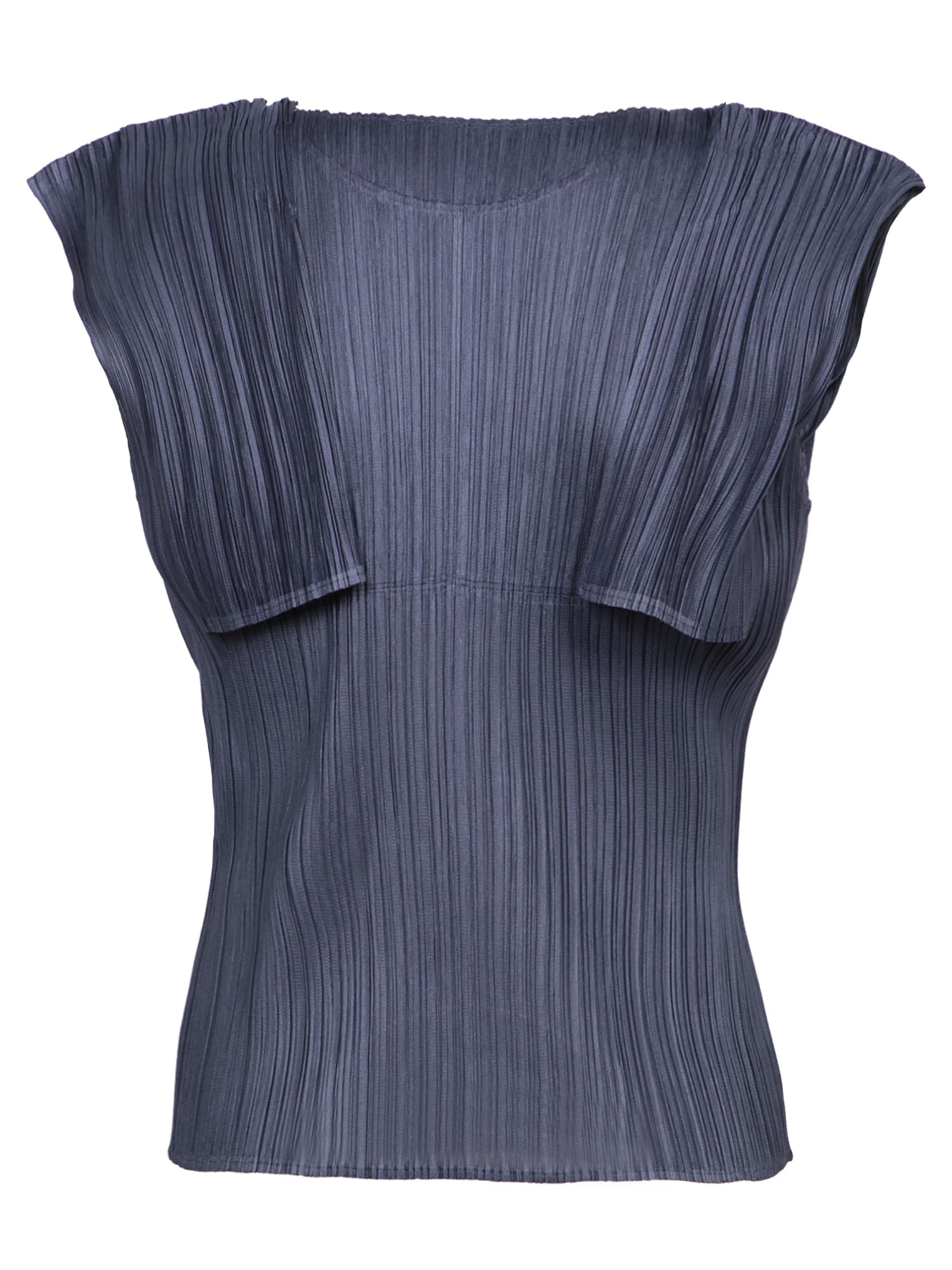 Shop Issey Miyake Pleated Top In Grey-blue