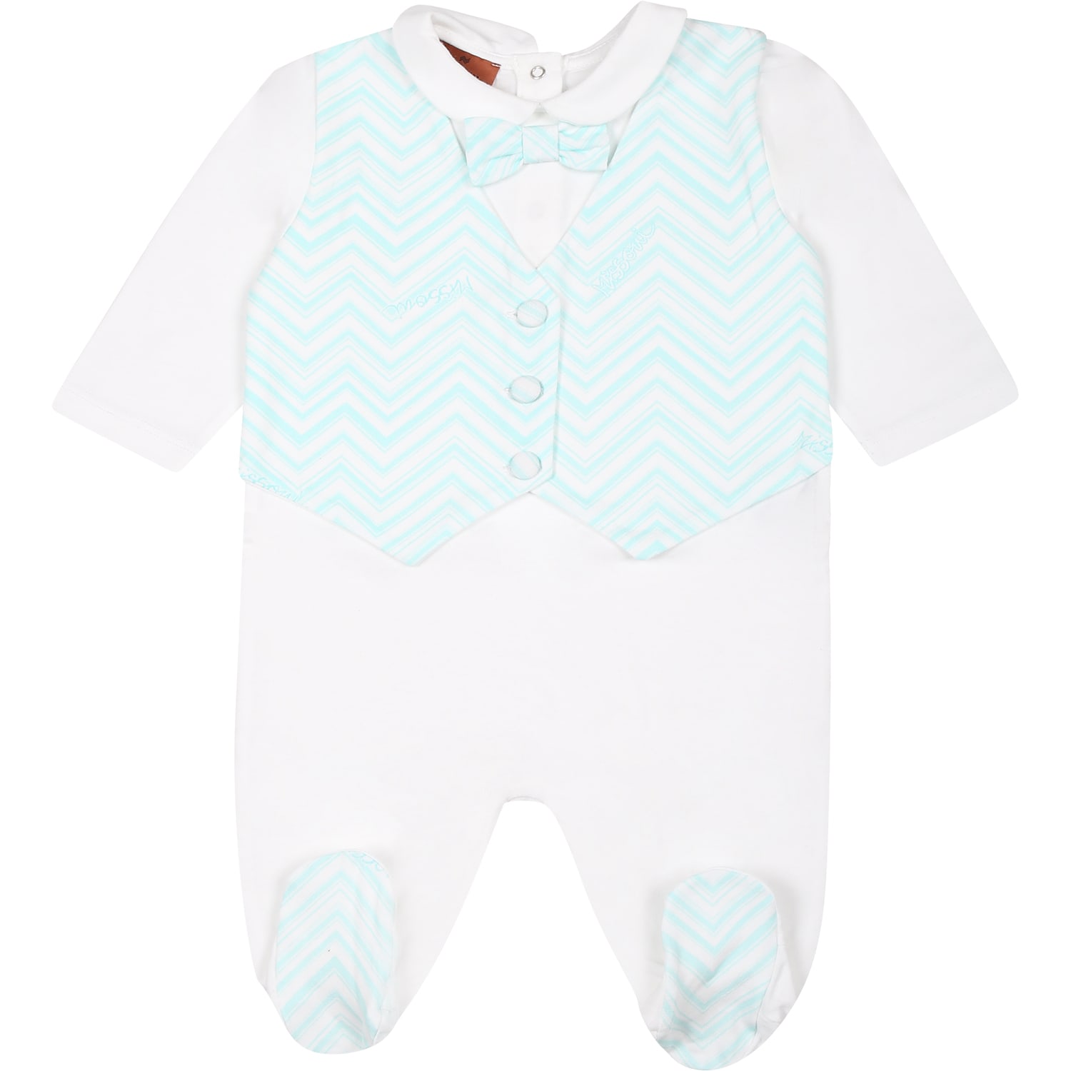 Missoni White Serfor Baby Boy With Chevron Pattern In White