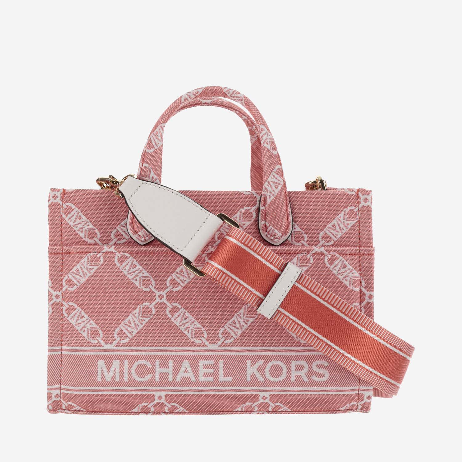 Shop Michael Kors Cotton Canvas Gigi Bag In Red