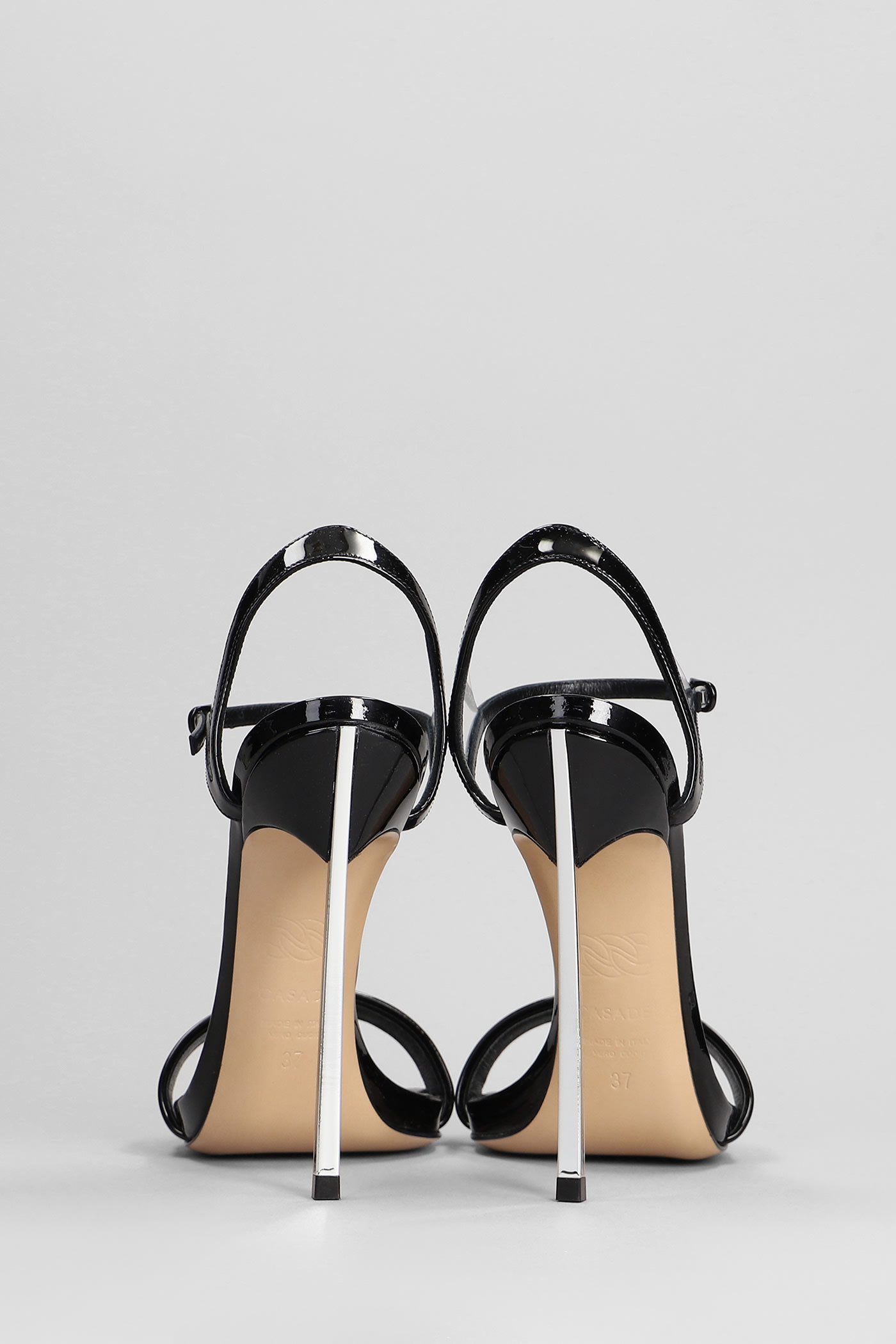 Shop Casadei Blade Sandals In Black Patent Leather