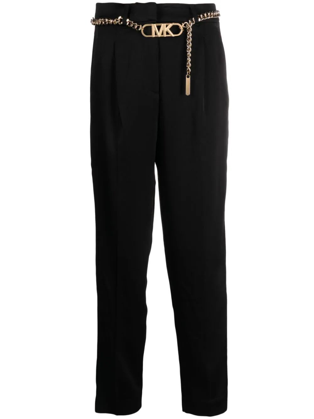 Shop Michael Michael Kors High Waist Mk Belt Pants In Black