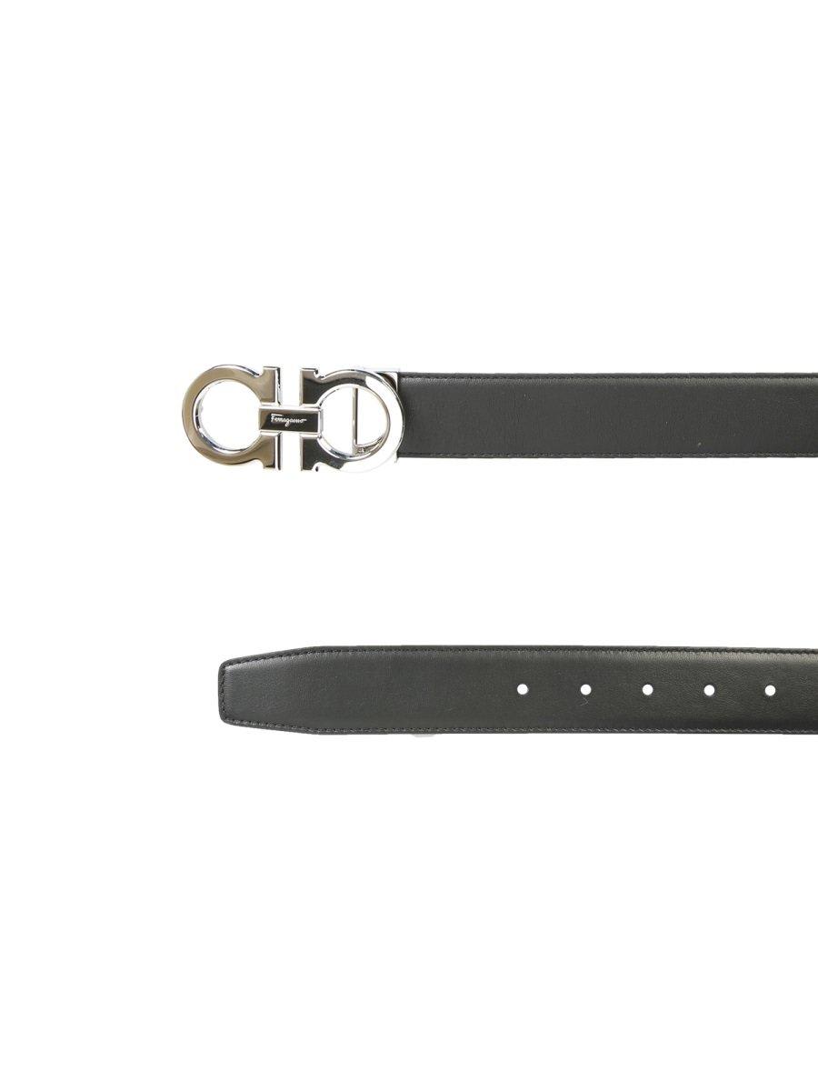 Shop Ferragamo Gancini Reversible Buckle Belt In Black