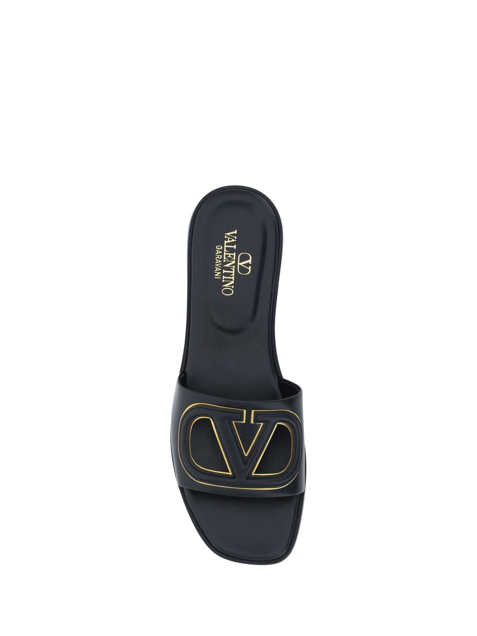 Valentino Vlogo Cutout Leather Sandal In Black