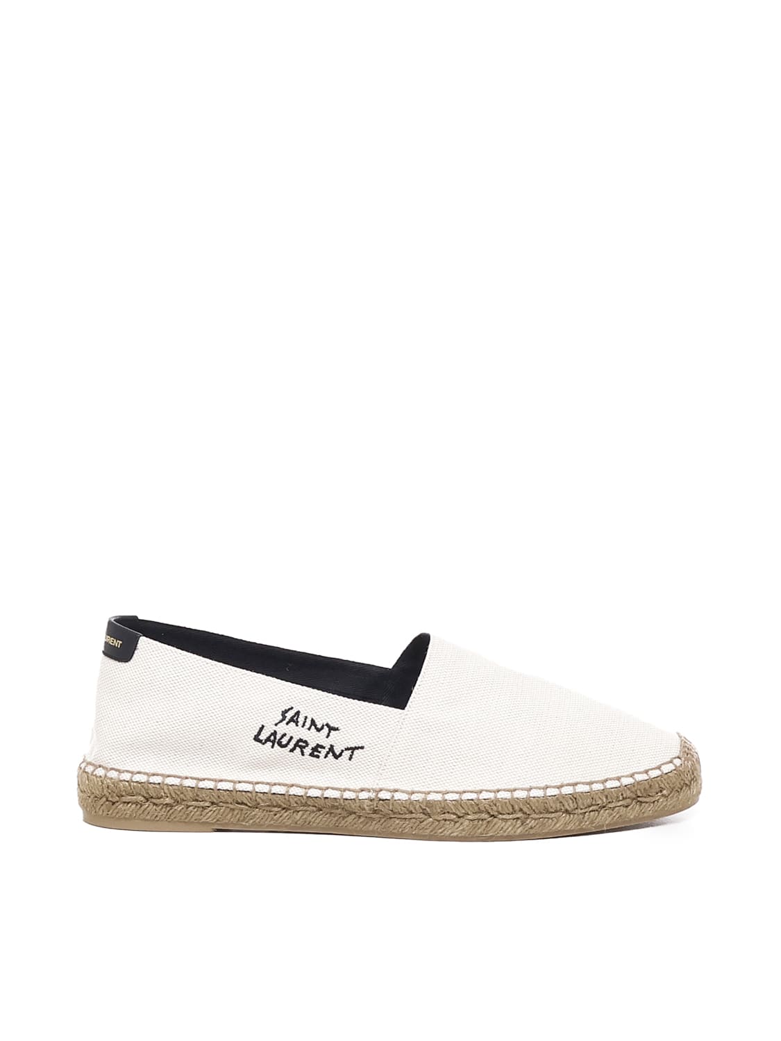 Shop Saint Laurent Canvas Espadrilles With Embroidery In Beige